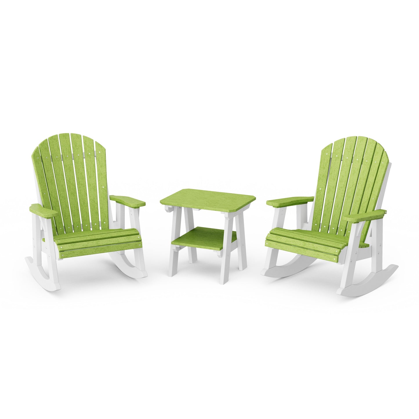 Heritage 3-Piece Adirondack Rocking Chair Set with Side Table