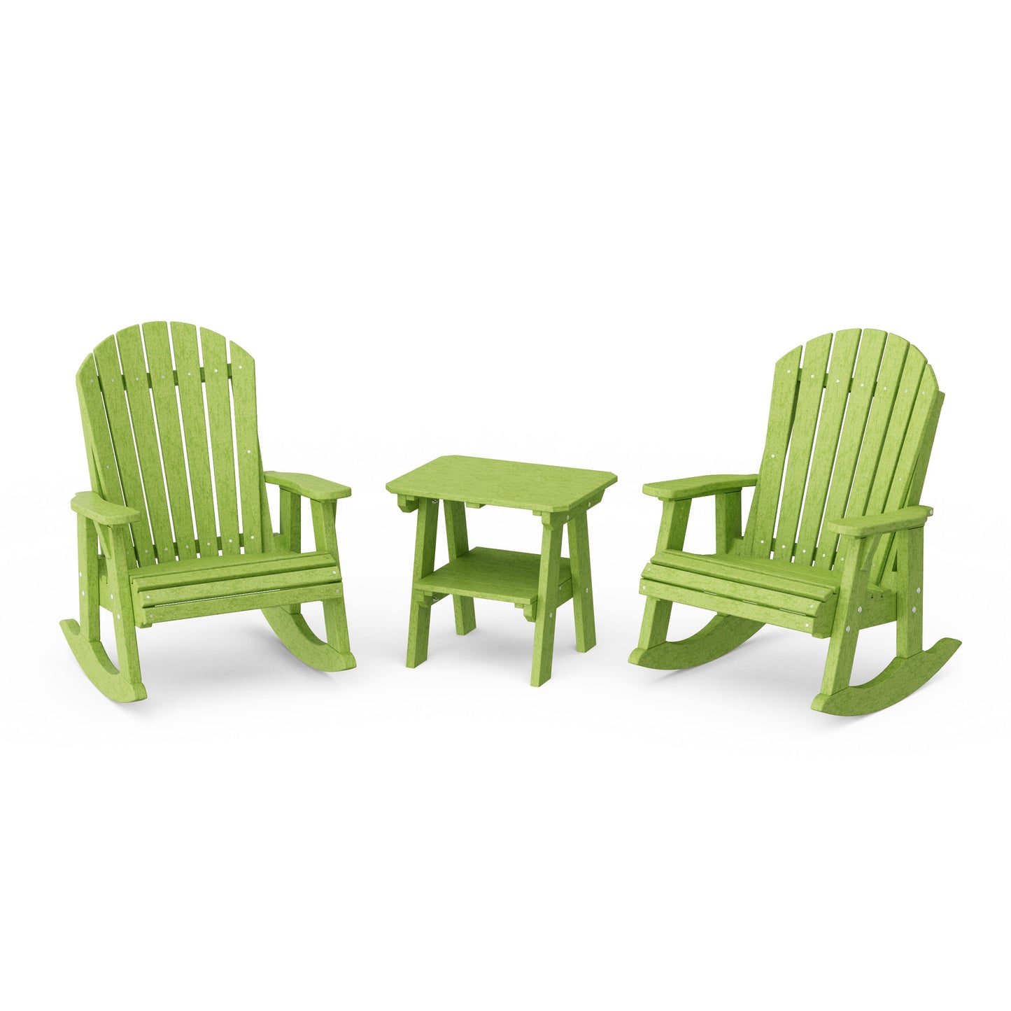Heritage 3-Piece Adirondack Rocking Chair Set with Side Table