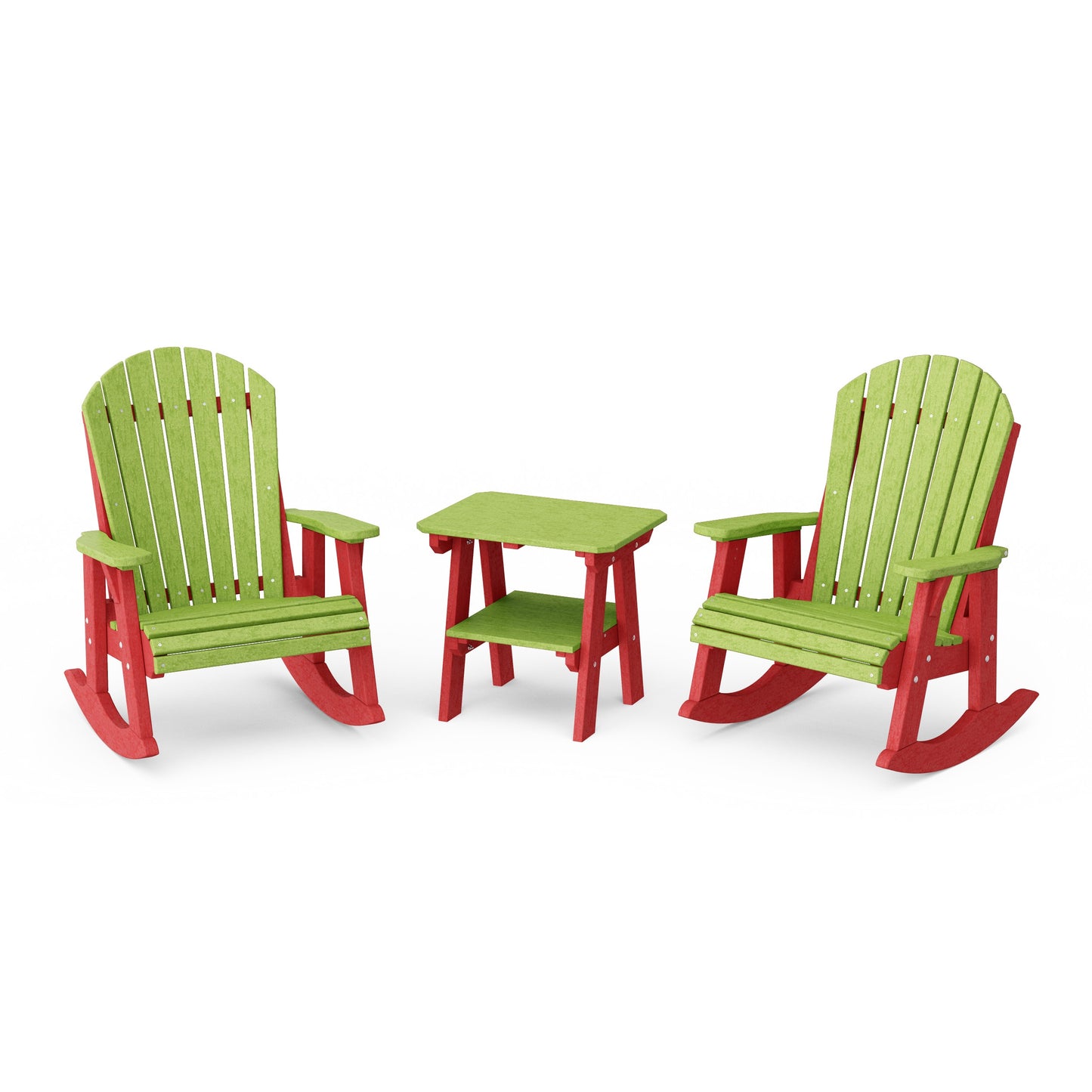 Heritage 3-Piece Adirondack Rocking Chair Set with Side Table