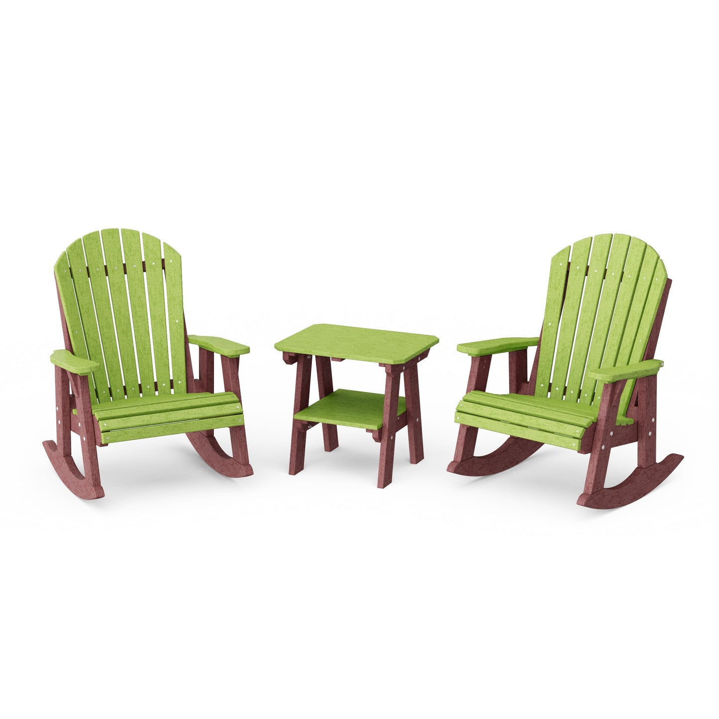 Heritage 3-Piece Adirondack Rocking Chair Set with Side Table