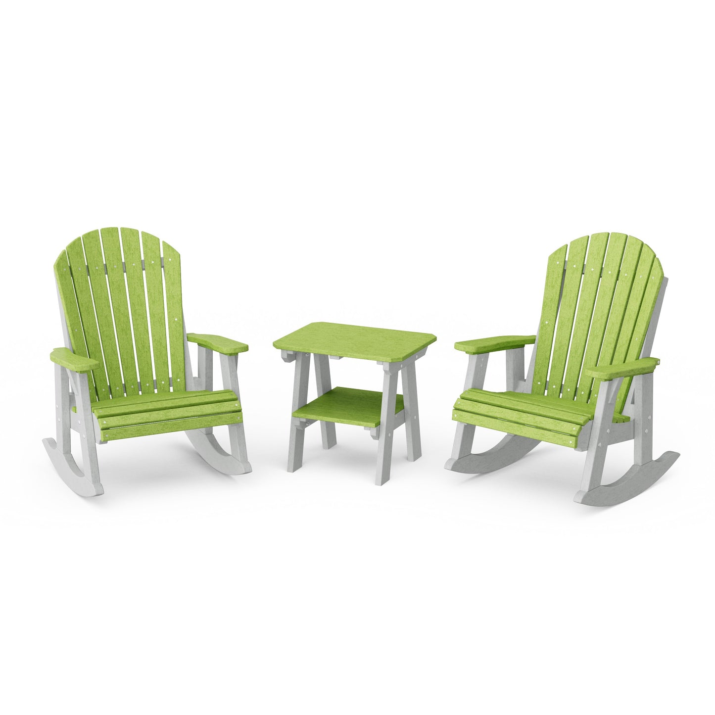 Heritage 3-Piece Adirondack Rocking Chair Set with Side Table