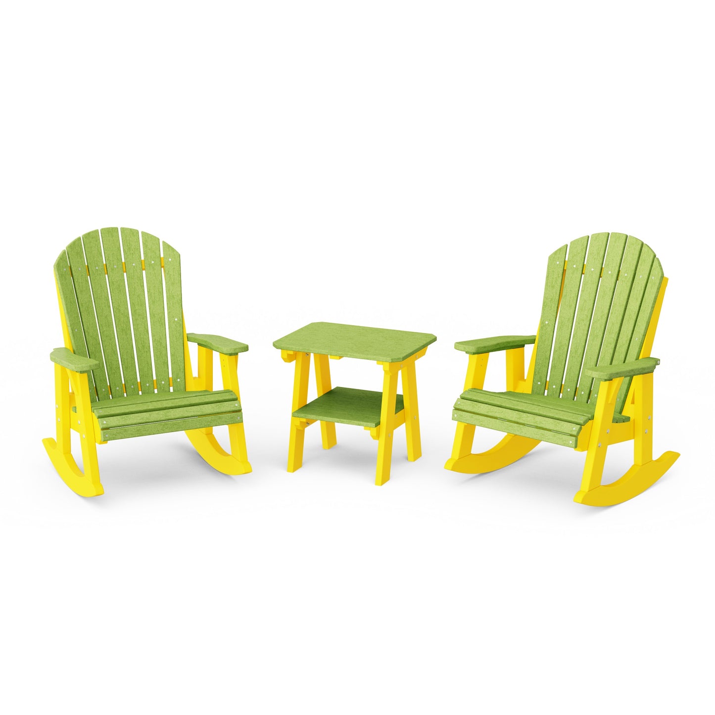 Heritage 3-Piece Adirondack Rocking Chair Set with Side Table