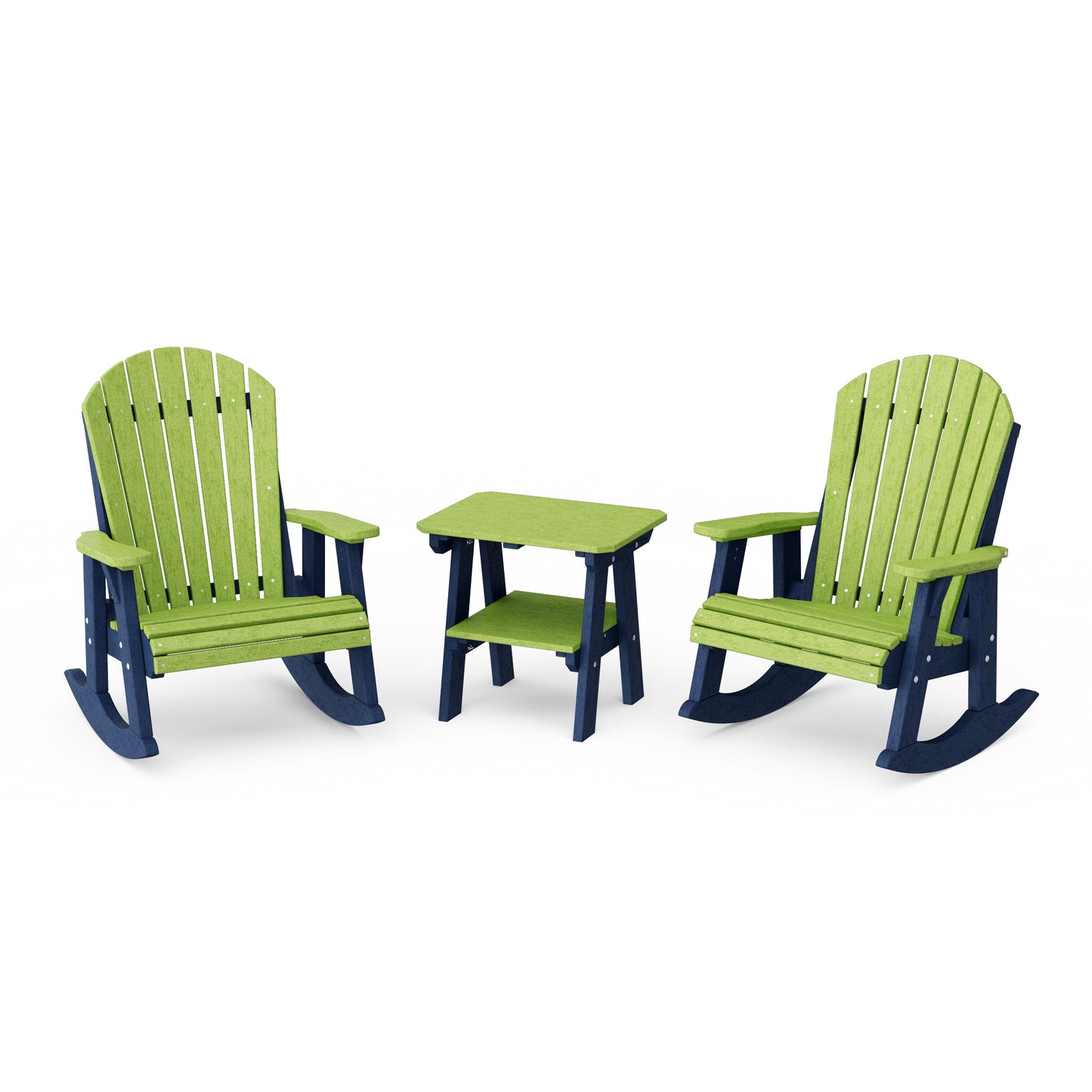 Heritage 3-Piece Adirondack Rocking Chair Set with Side Table