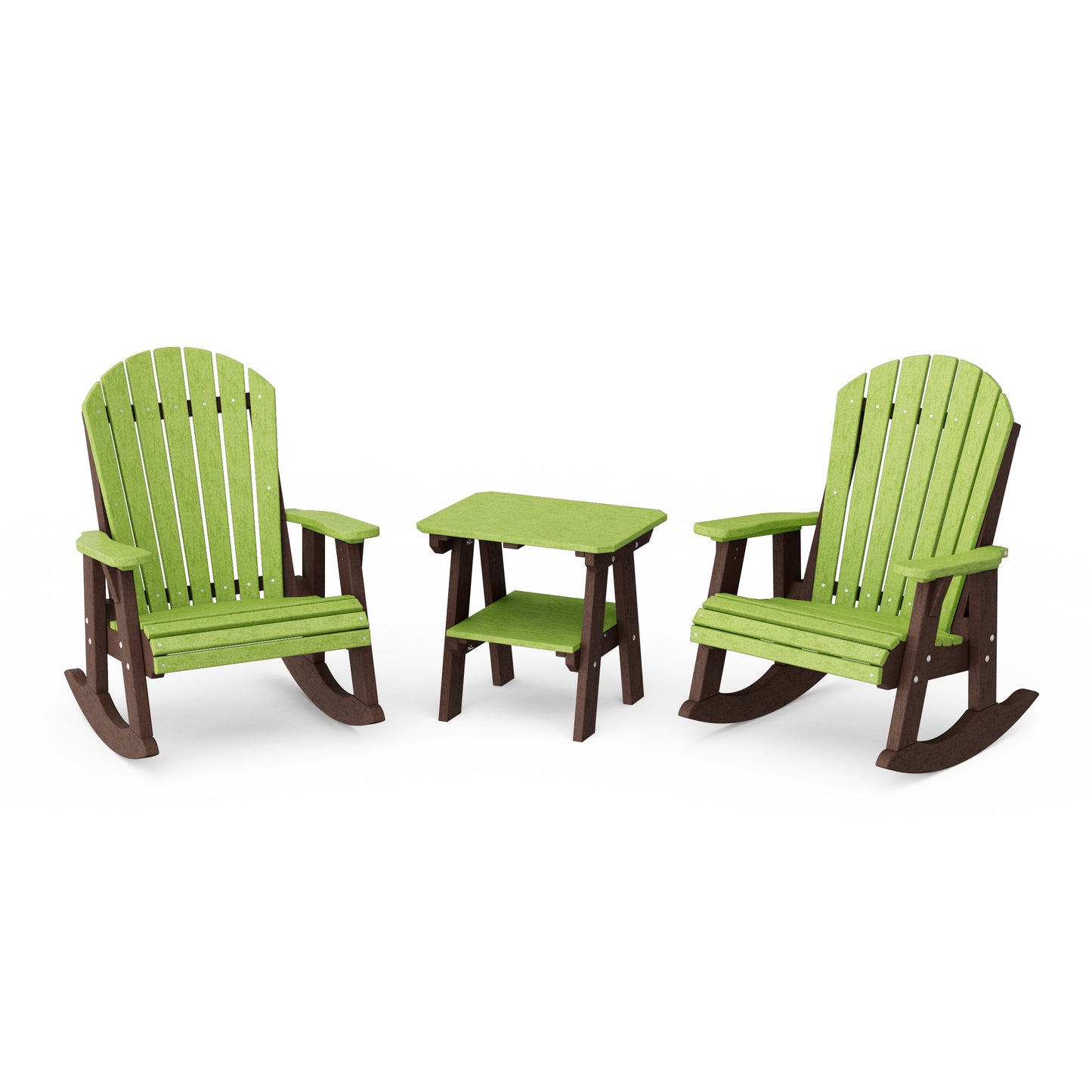 Heritage 3-Piece Adirondack Rocking Chair Set with Side Table