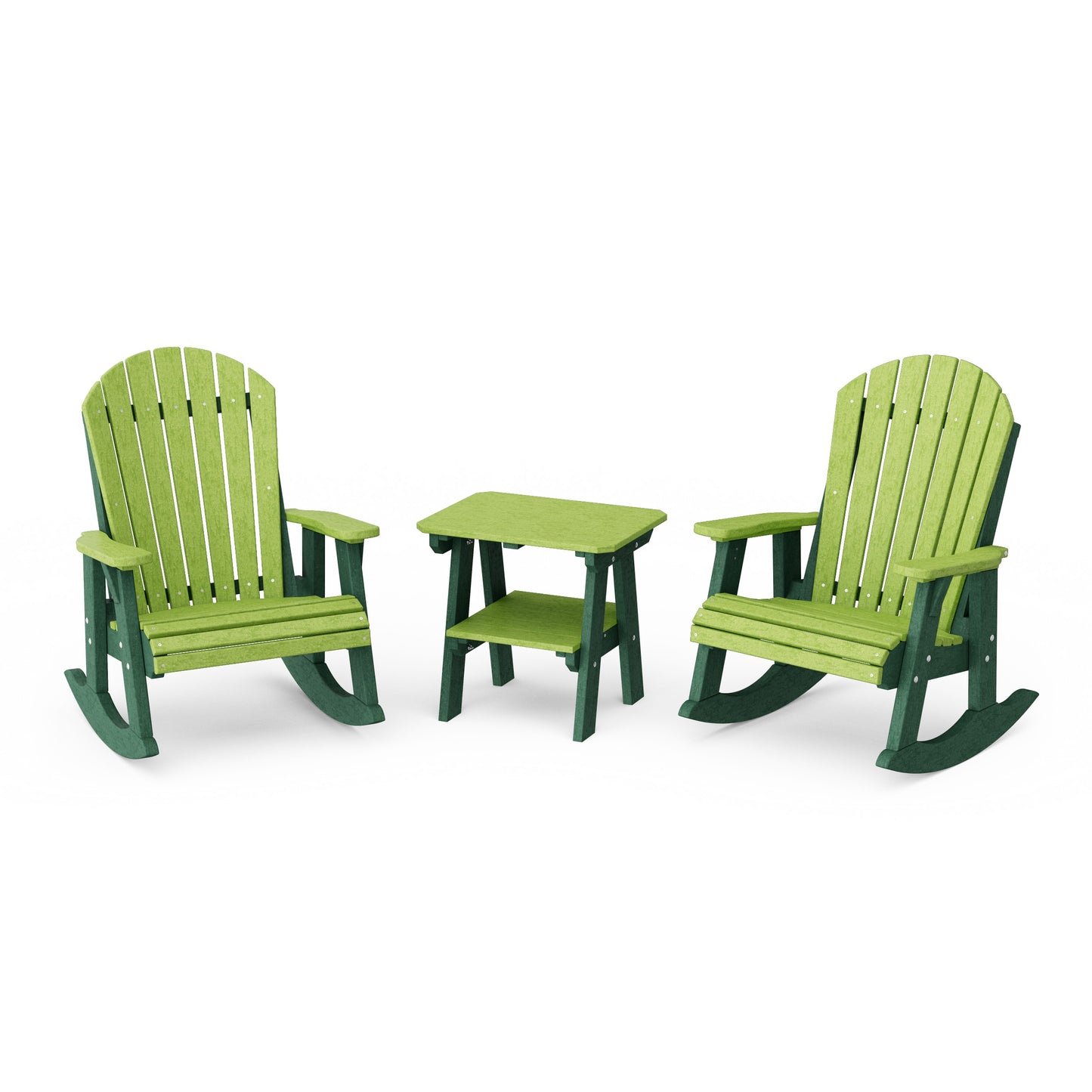 Heritage 3-Piece Adirondack Rocking Chair Set with Side Table