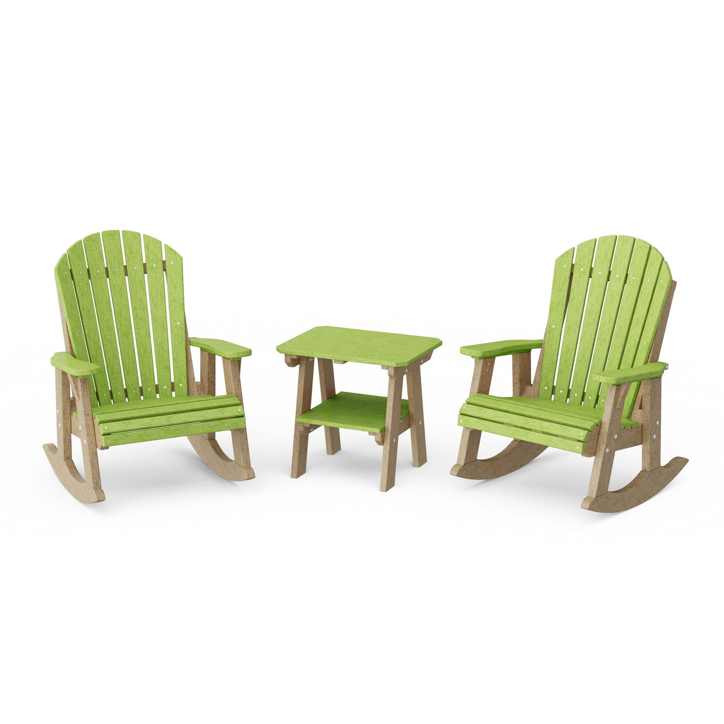 Heritage 3-Piece Adirondack Rocking Chair Set with Side Table