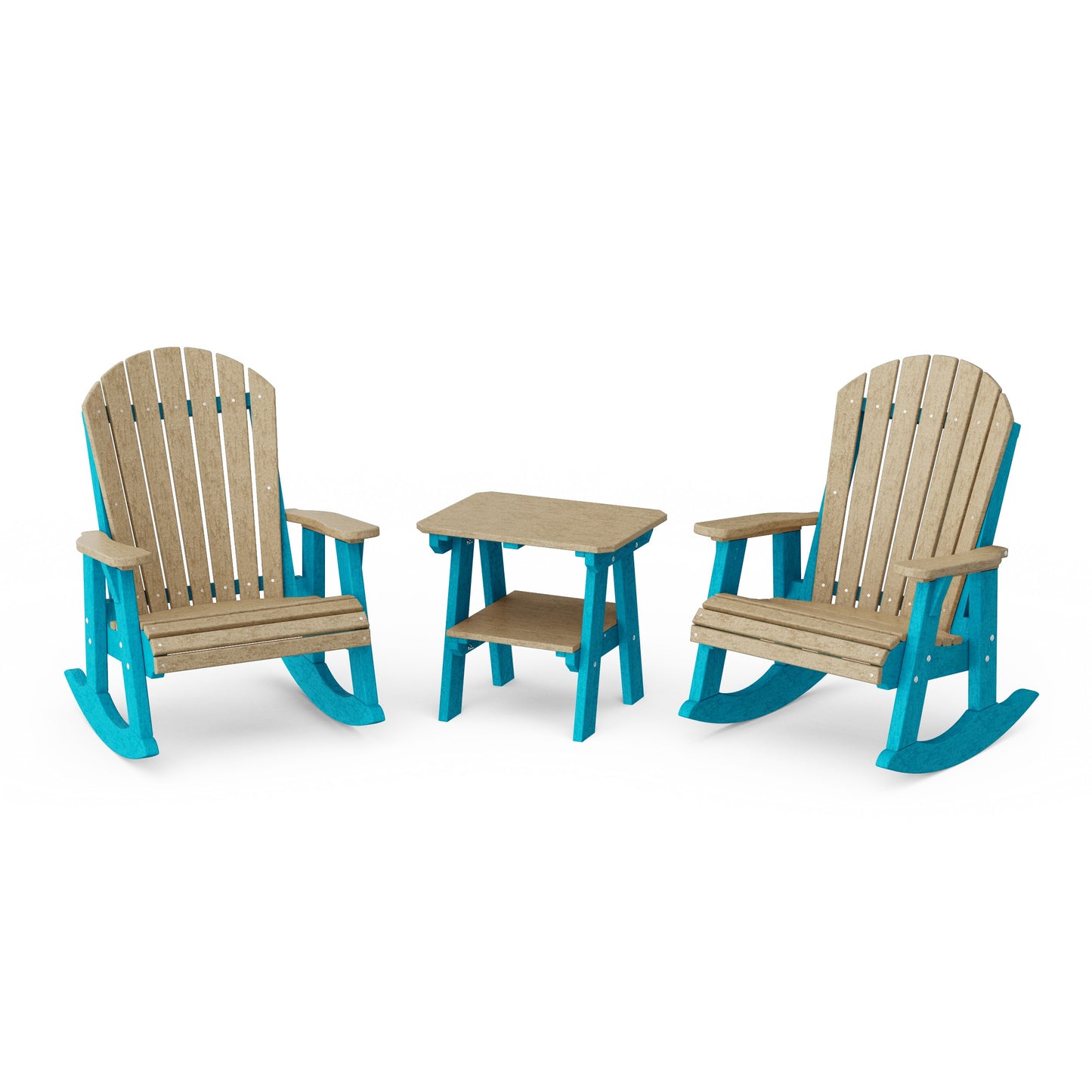 Heritage 3-Piece Adirondack Rocking Chair Set with Side Table