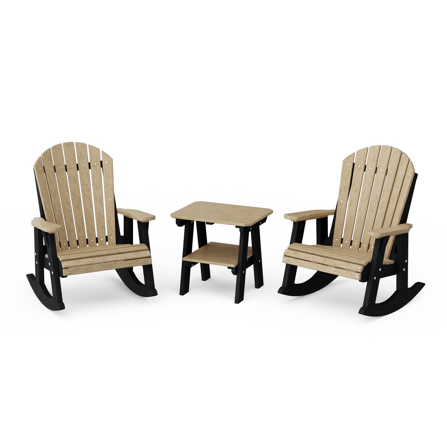 Heritage 3-Piece Adirondack Rocking Chair Set with Side Table