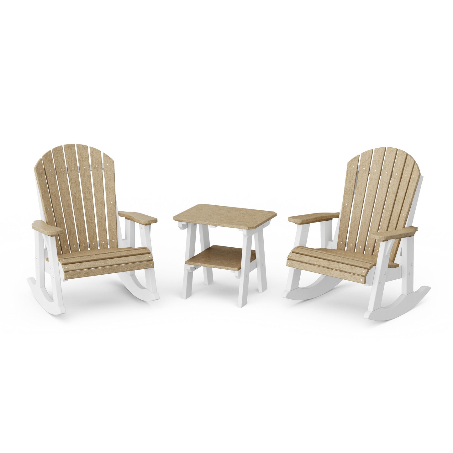 Heritage 3-Piece Adirondack Rocking Chair Set with Side Table