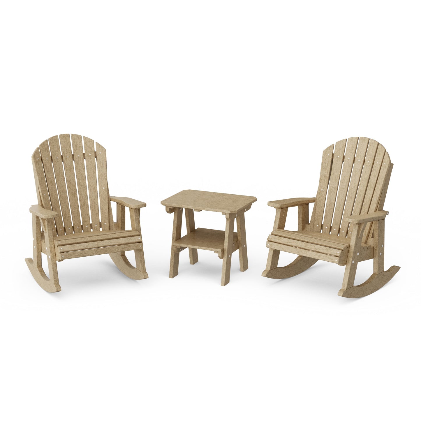 Heritage 3-Piece Adirondack Rocking Chair Set with Side Table