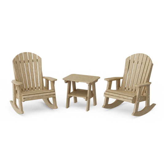 Heritage 3-Piece Adirondack Rocking Chair Set with Side Table