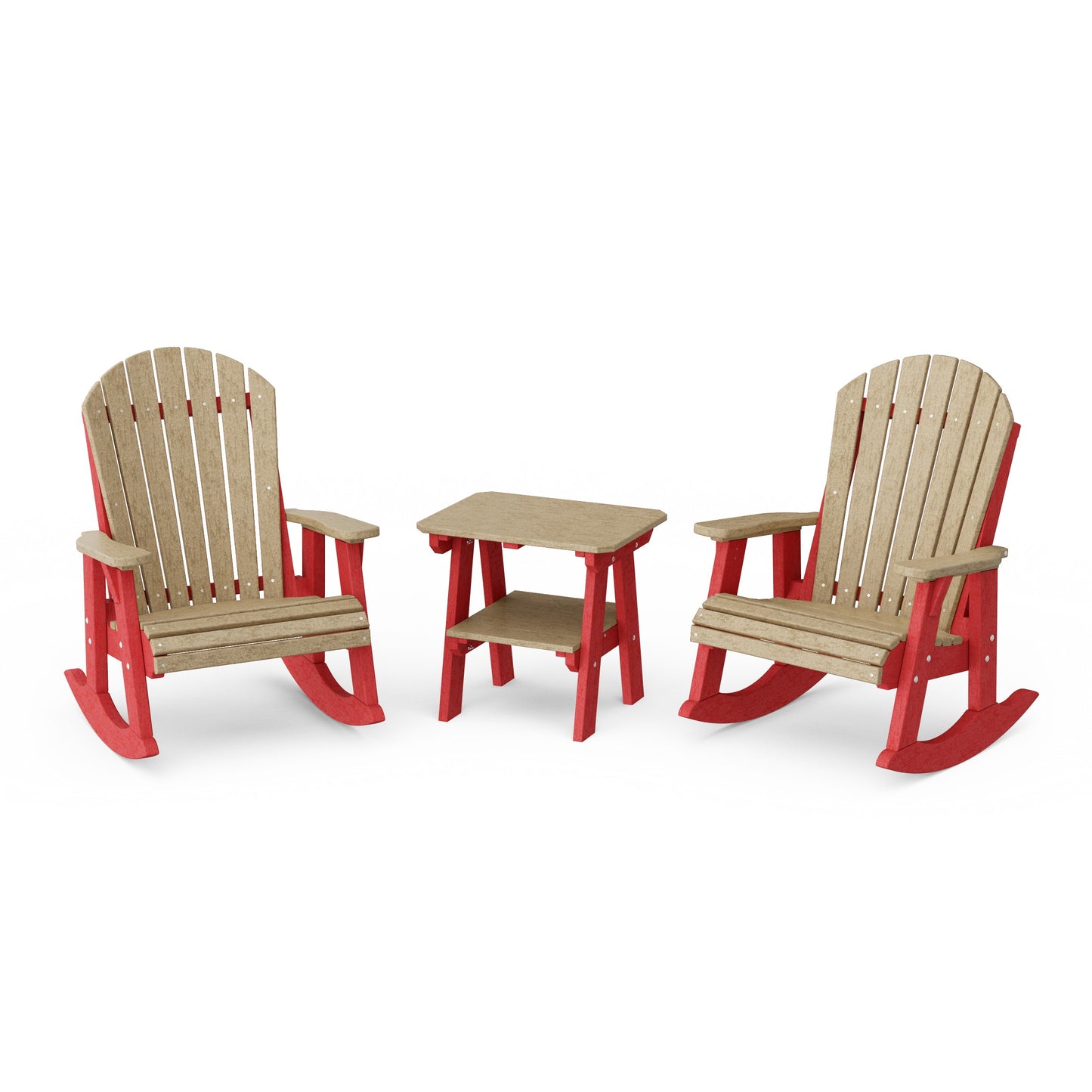 Heritage 3-Piece Adirondack Rocking Chair Set with Side Table