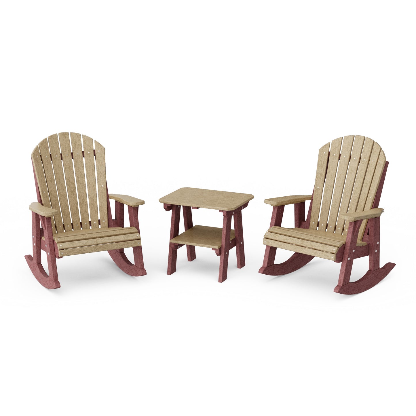 Heritage 3-Piece Adirondack Rocking Chair Set with Side Table