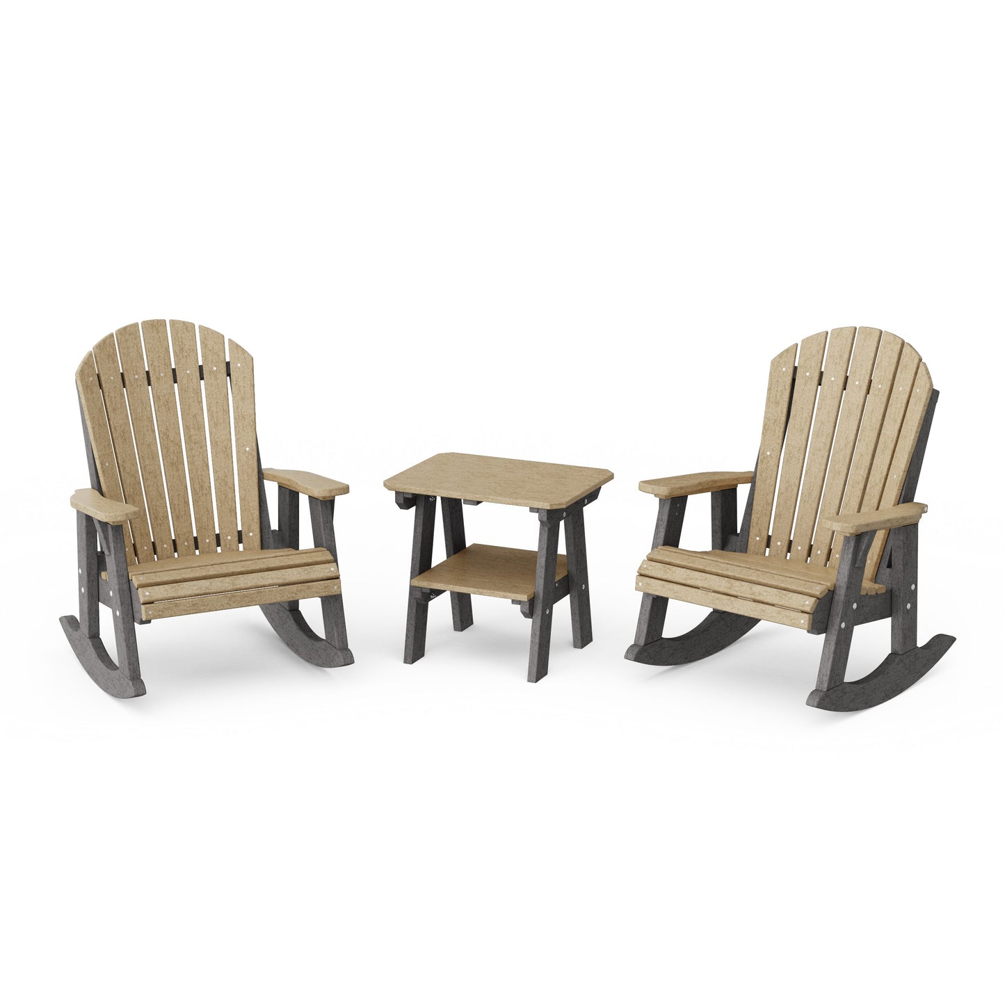 Heritage 3-Piece Adirondack Rocking Chair Set with Side Table