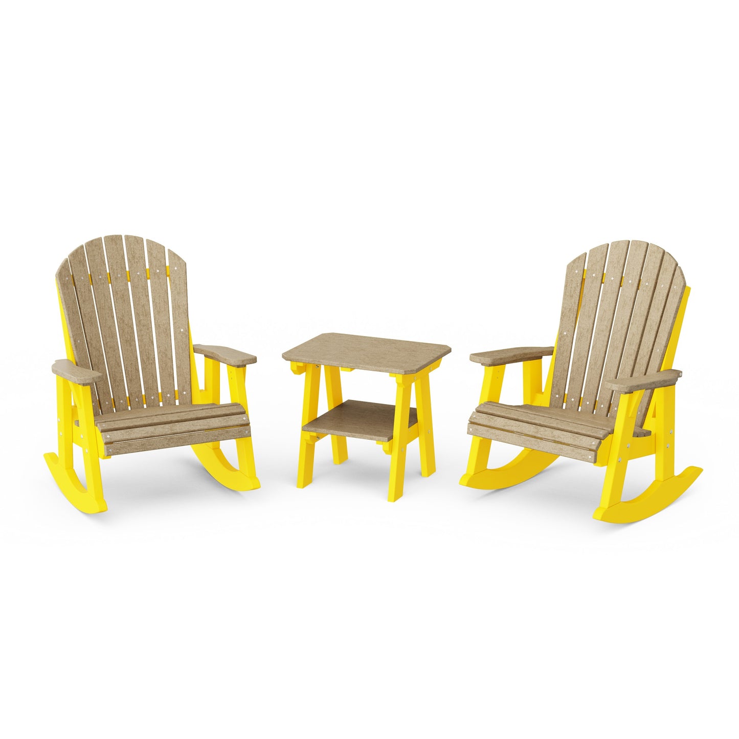 Heritage 3-Piece Adirondack Rocking Chair Set with Side Table