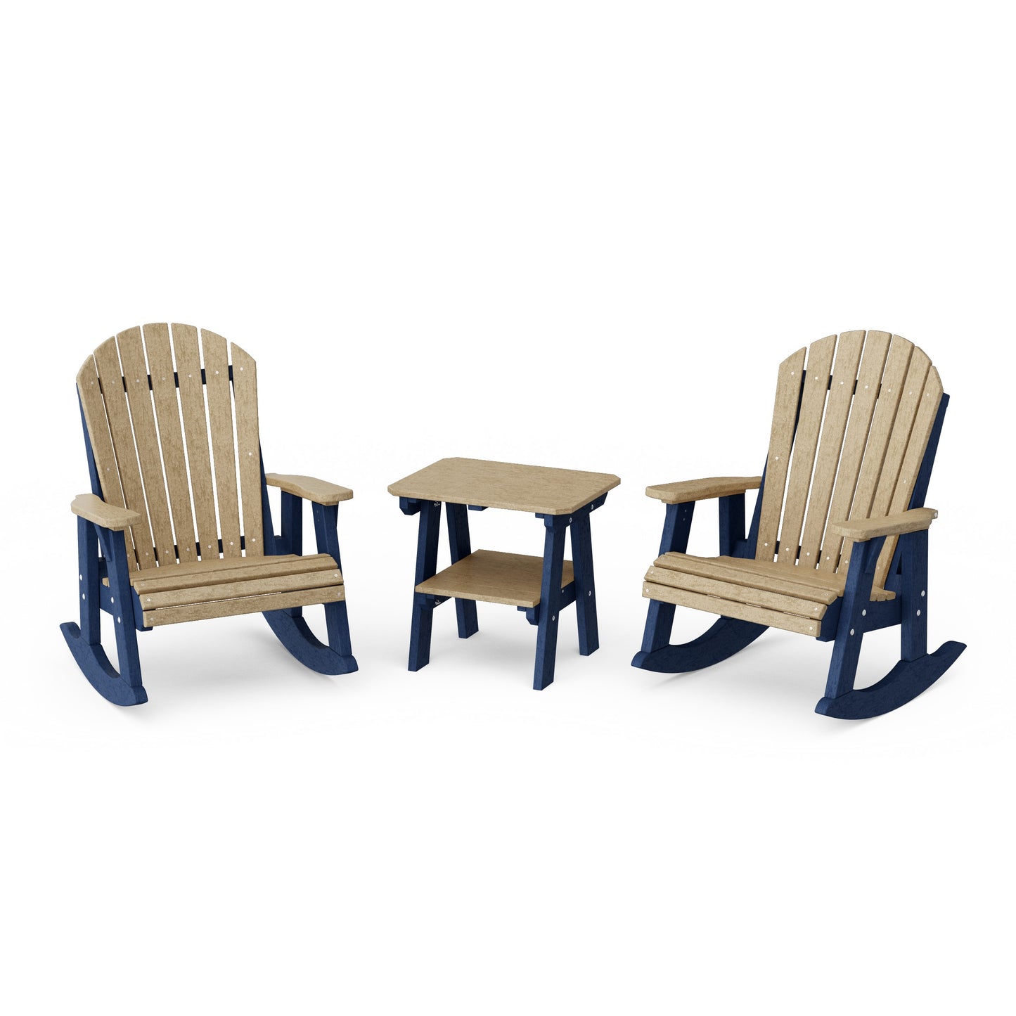 Heritage 3-Piece Adirondack Rocking Chair Set with Side Table