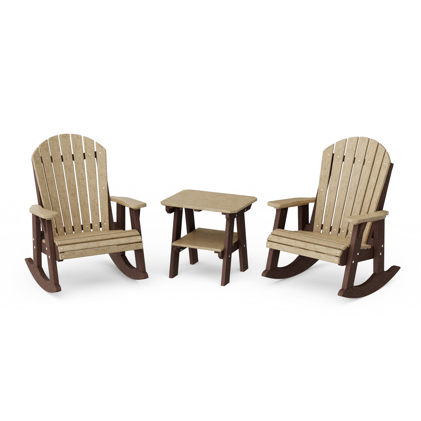 Heritage 3-Piece Adirondack Rocking Chair Set with Side Table
