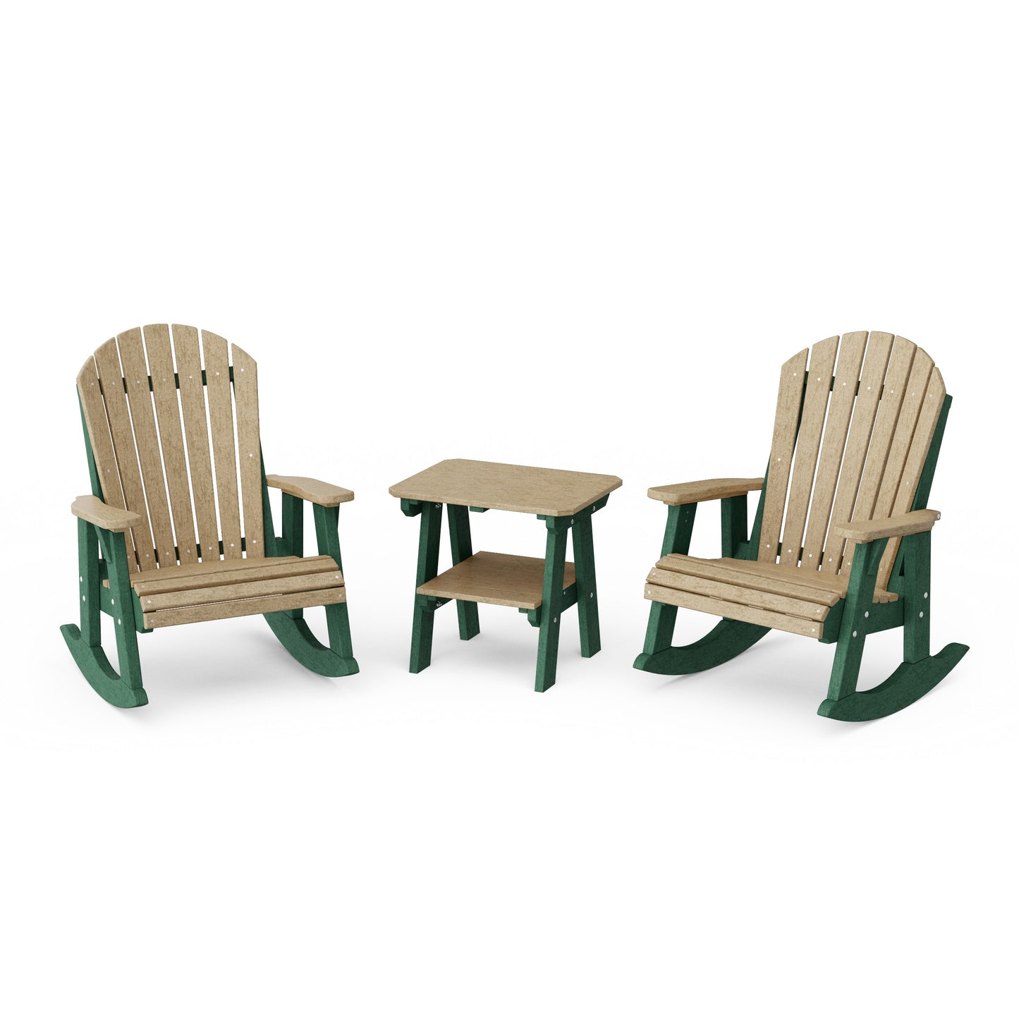 Heritage 3-Piece Adirondack Rocking Chair Set with Side Table