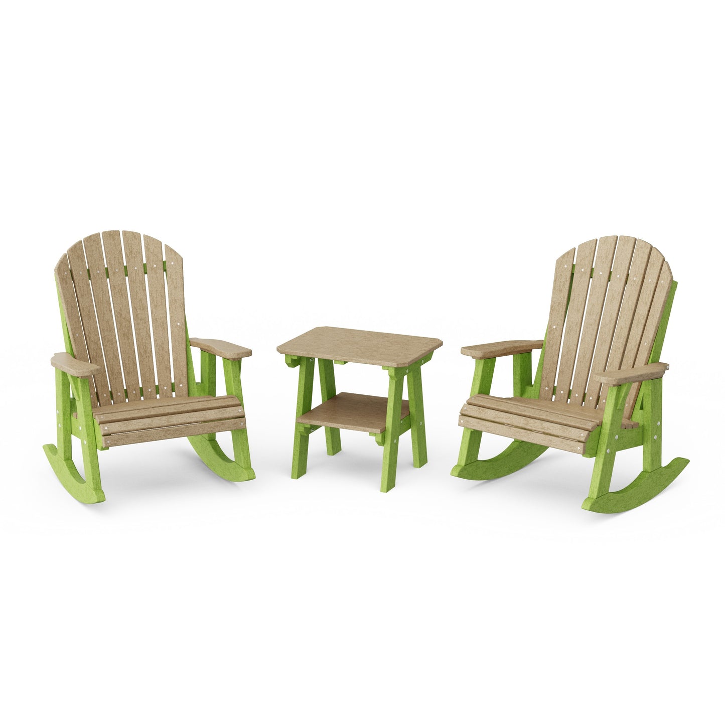 Heritage 3-Piece Adirondack Rocking Chair Set with Side Table