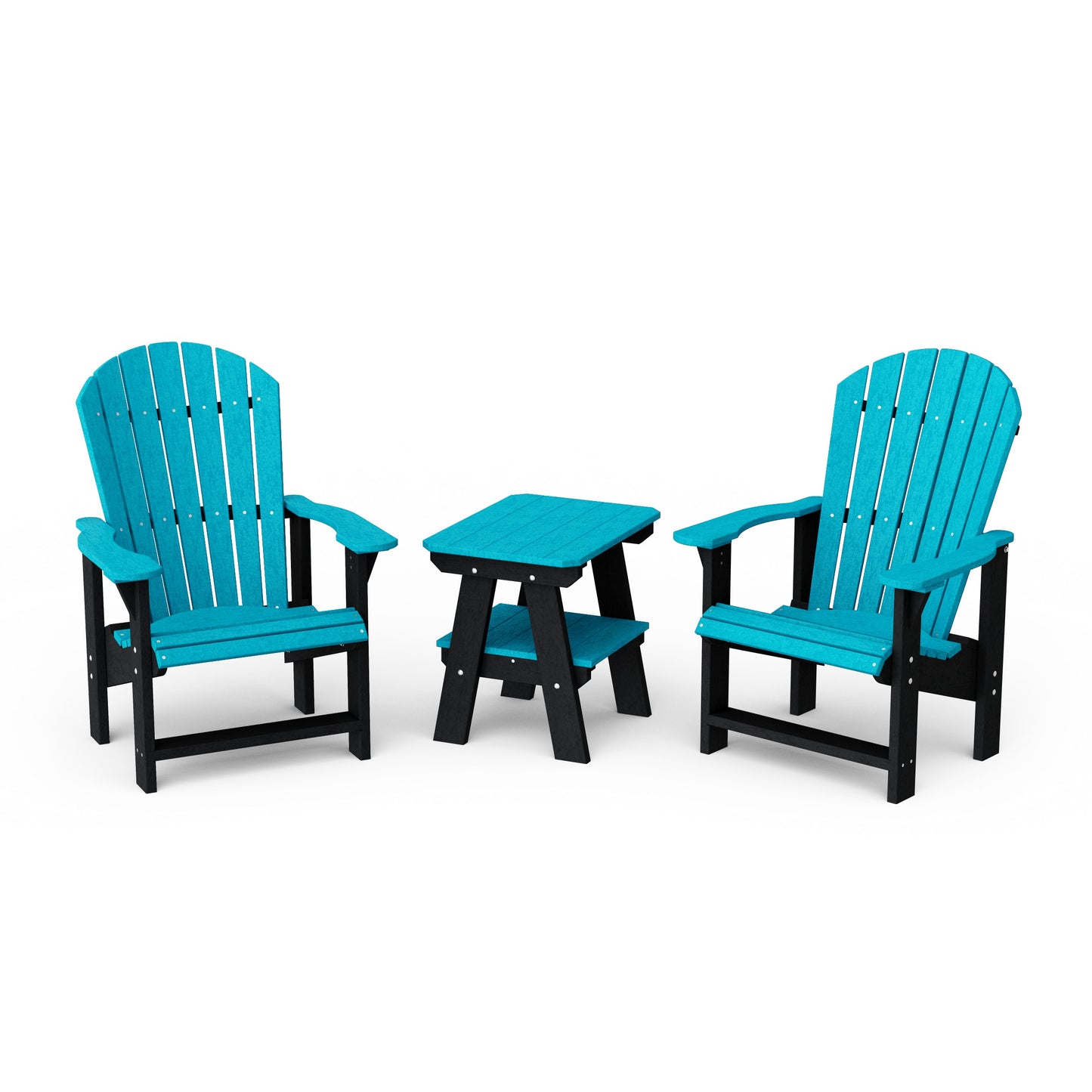 Heritage 3-Piece Upright Adirondack Chair Set with 22" Side Table