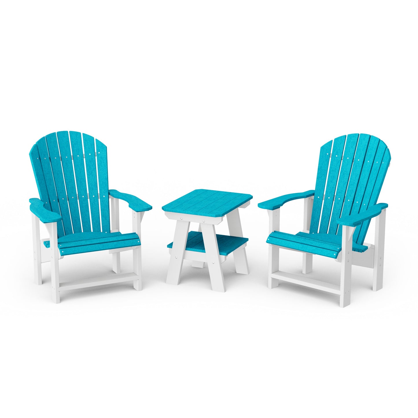 Heritage 3-Piece Upright Adirondack Chair Set with 22" Side Table