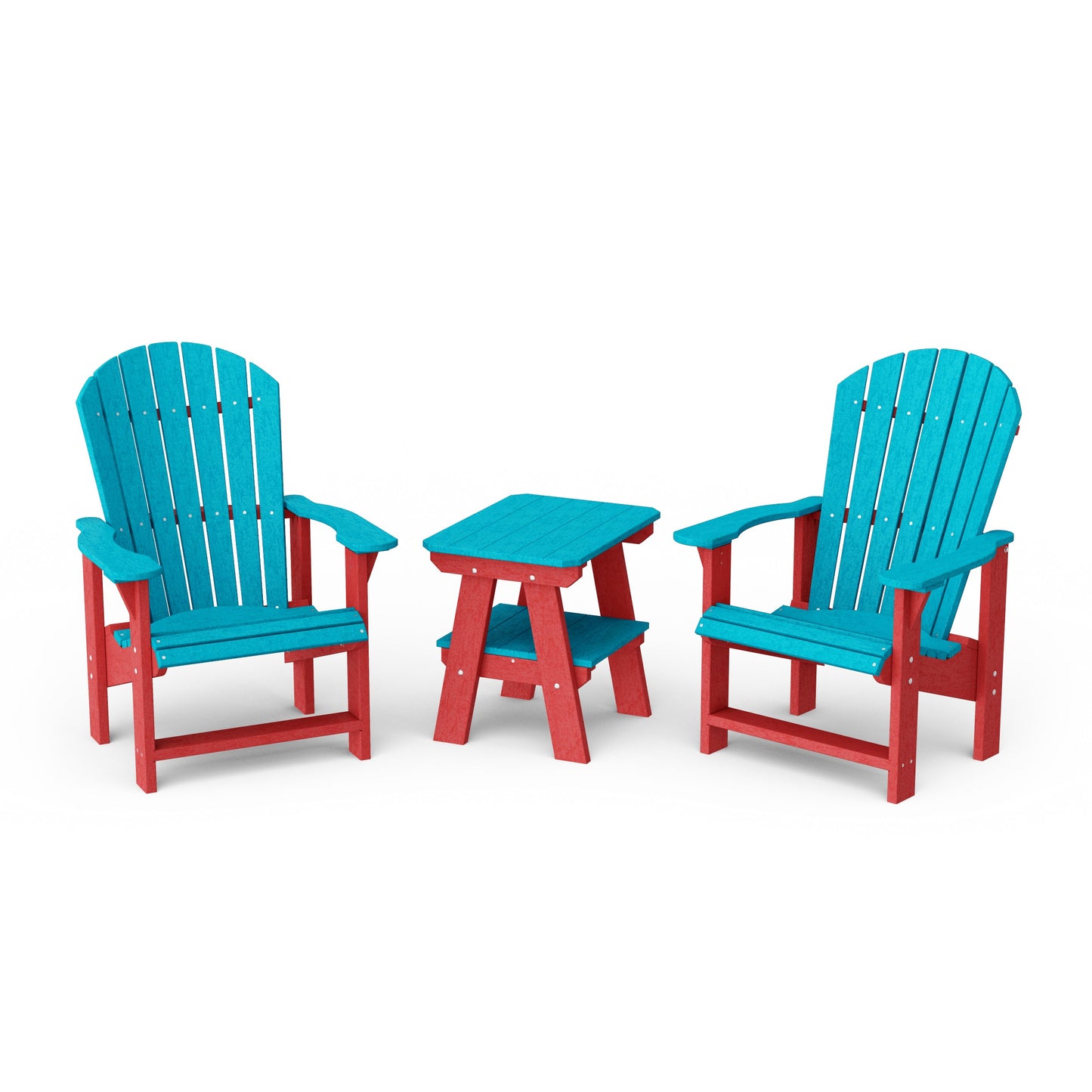 Heritage 3-Piece Upright Adirondack Chair Set with 22" Side Table