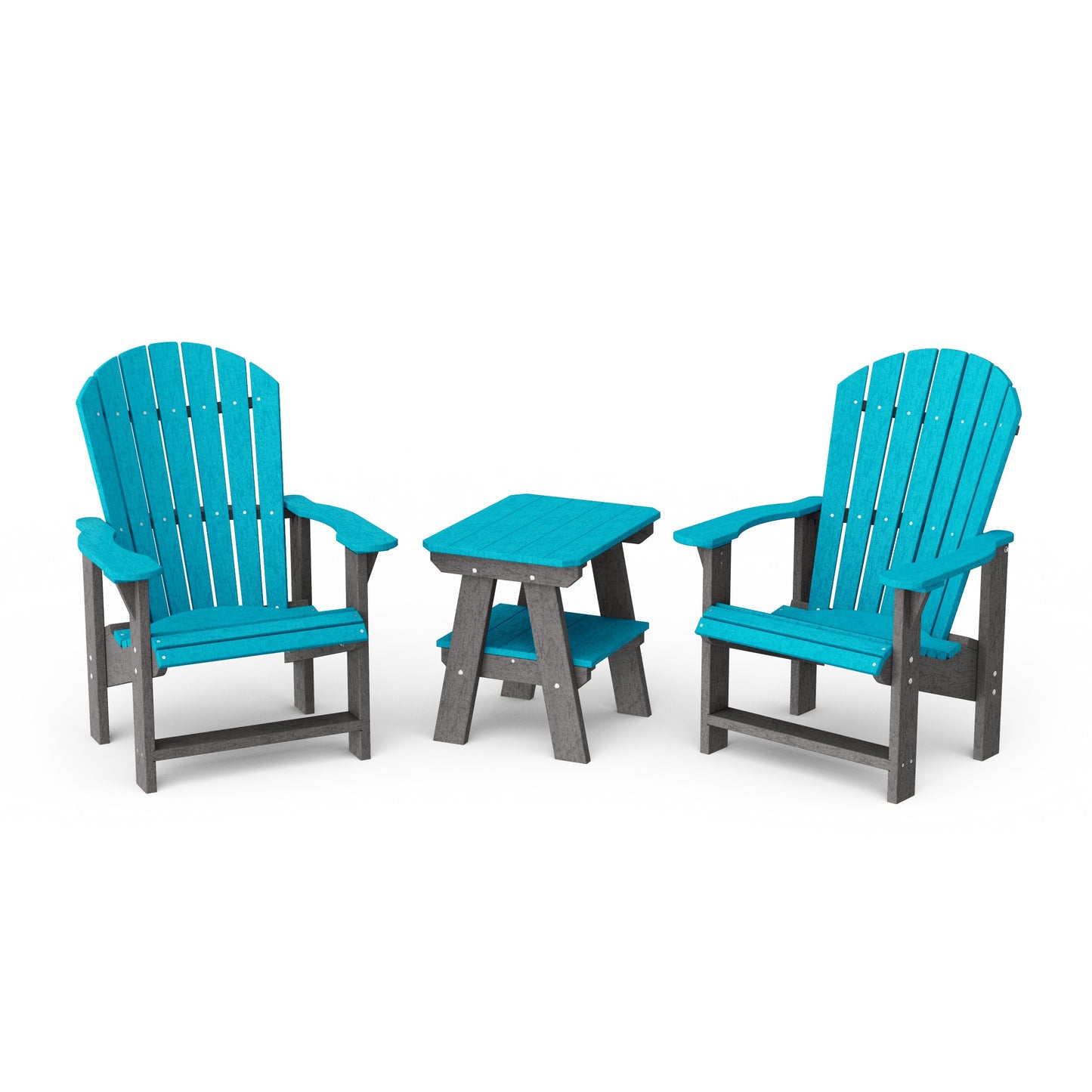 Heritage 3-Piece Upright Adirondack Chair Set with 22" Side Table
