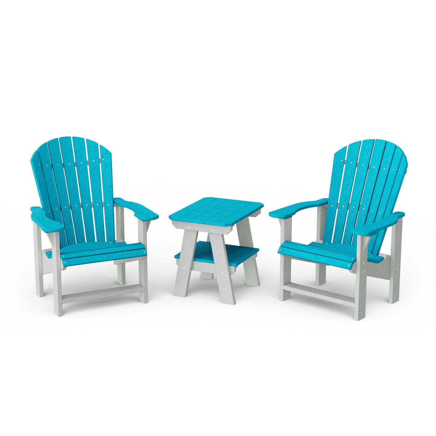 Heritage 3-Piece Upright Adirondack Chair Set with 22" Side Table
