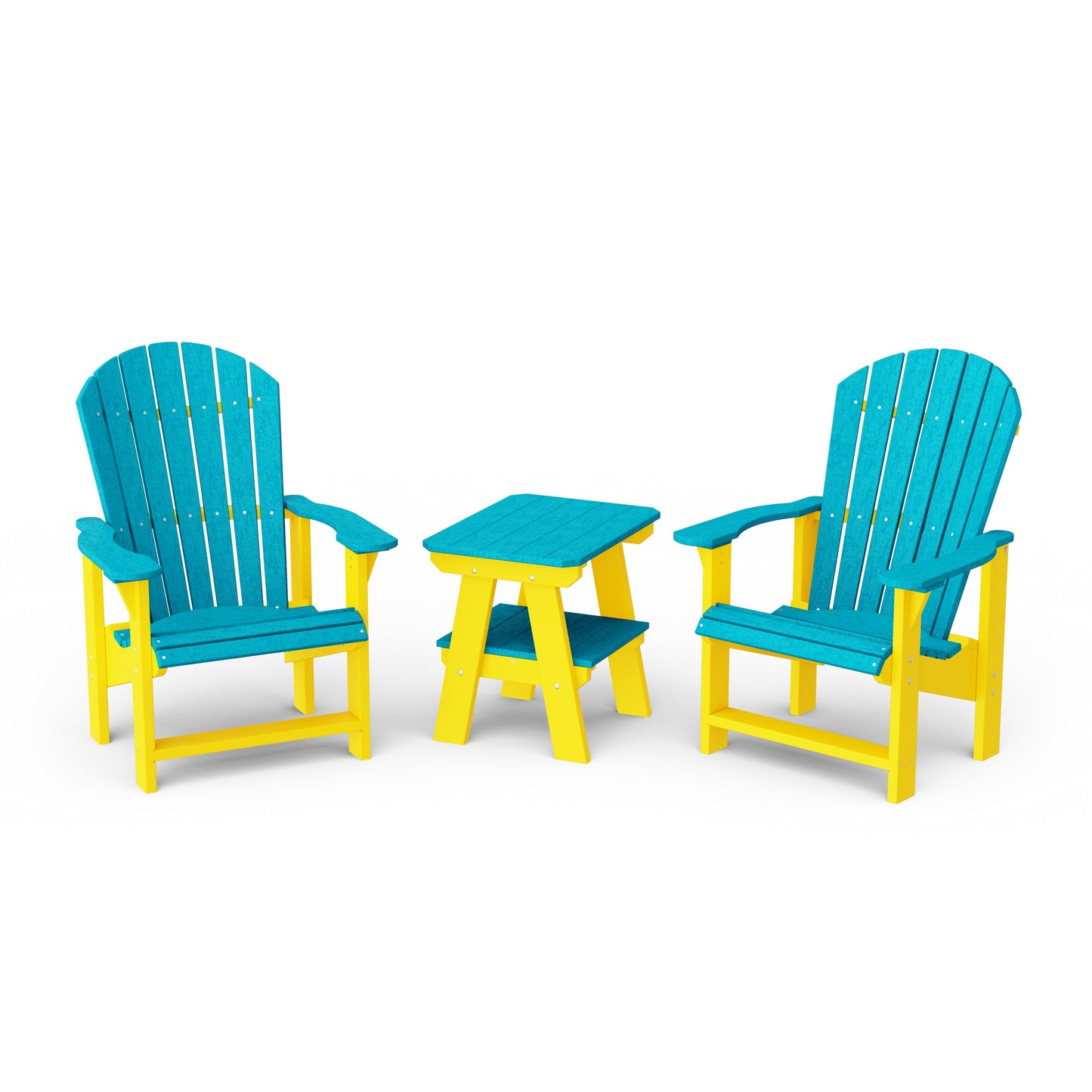 Heritage 3-Piece Upright Adirondack Chair Set with 22" Side Table