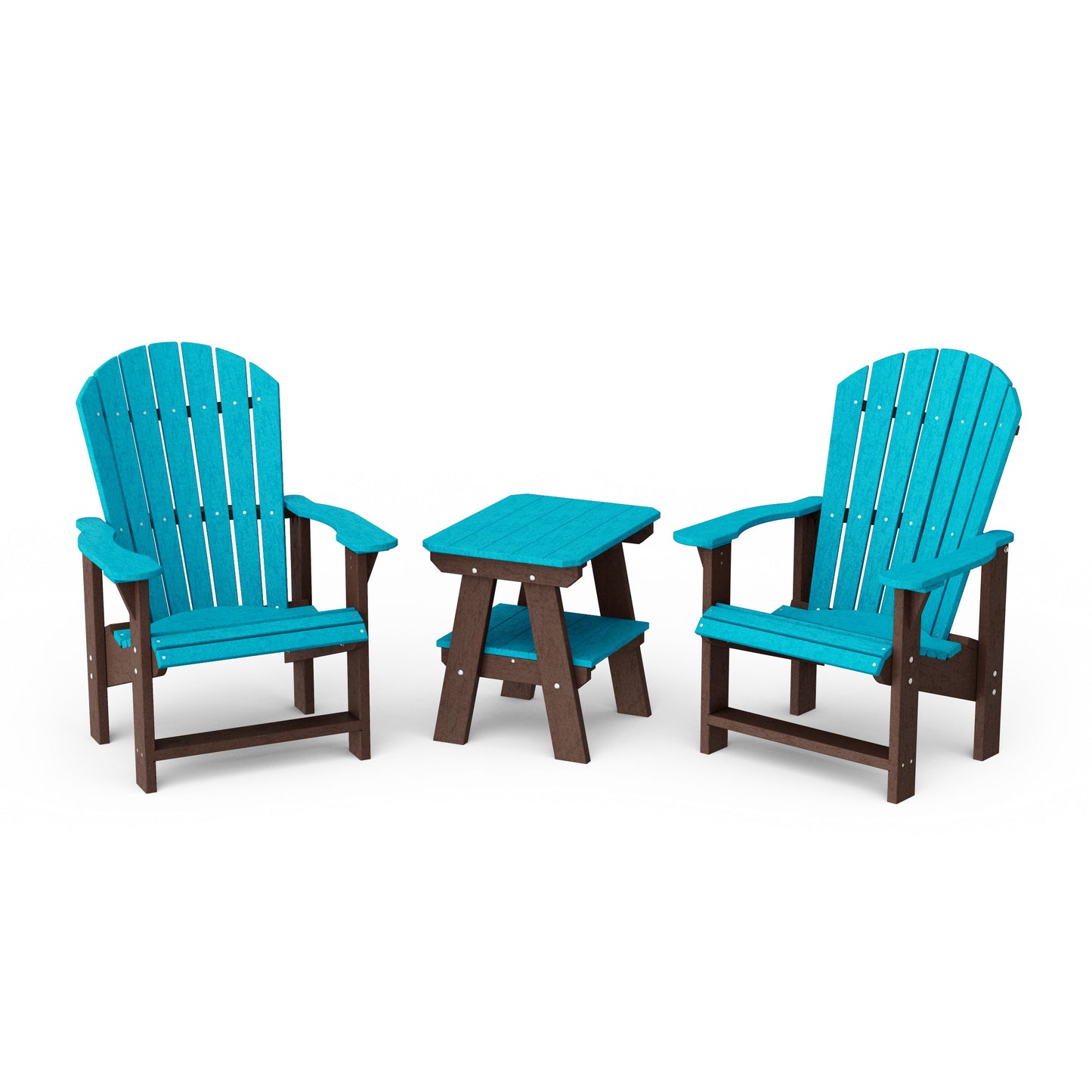 Heritage 3-Piece Upright Adirondack Chair Set with 22" Side Table