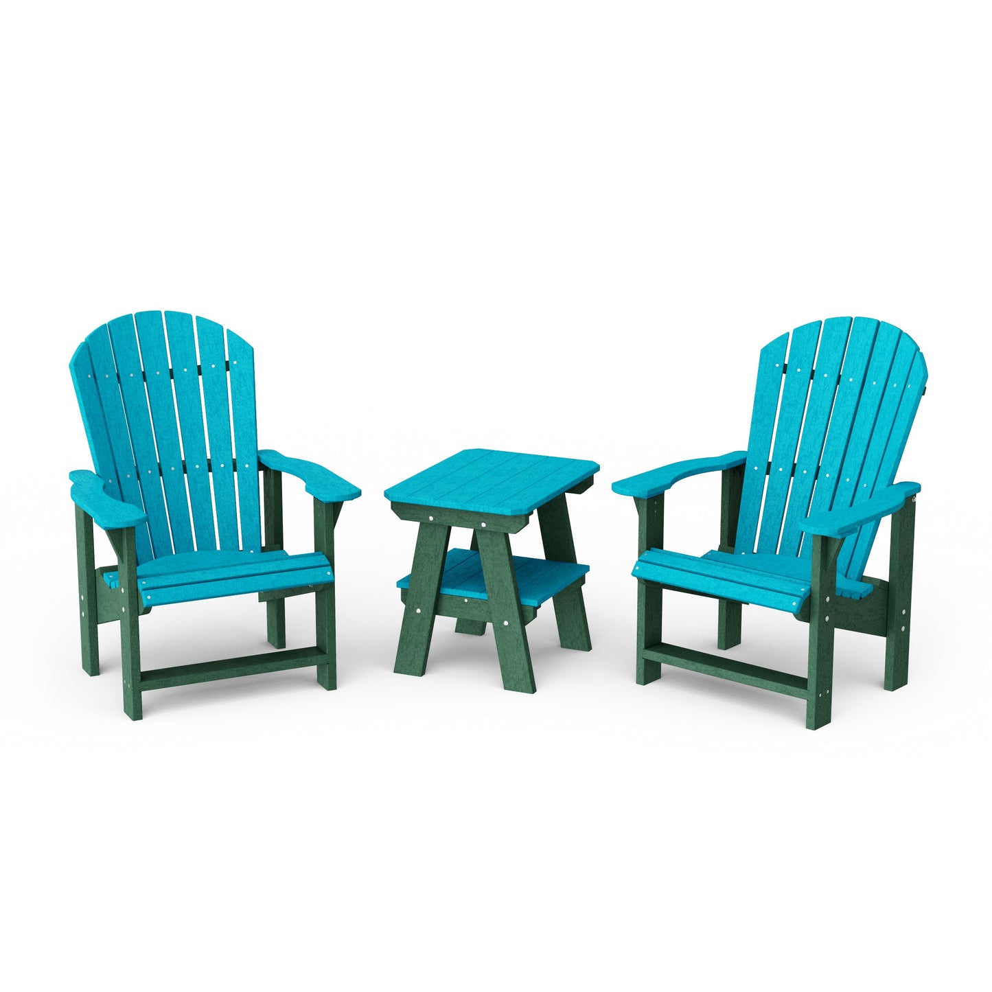 Heritage 3-Piece Upright Adirondack Chair Set with 22" Side Table