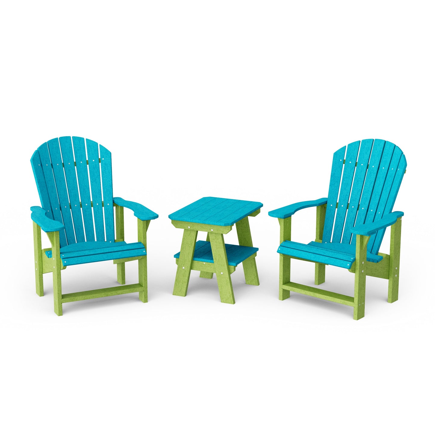 Heritage 3-Piece Upright Adirondack Chair Set with 22" Side Table