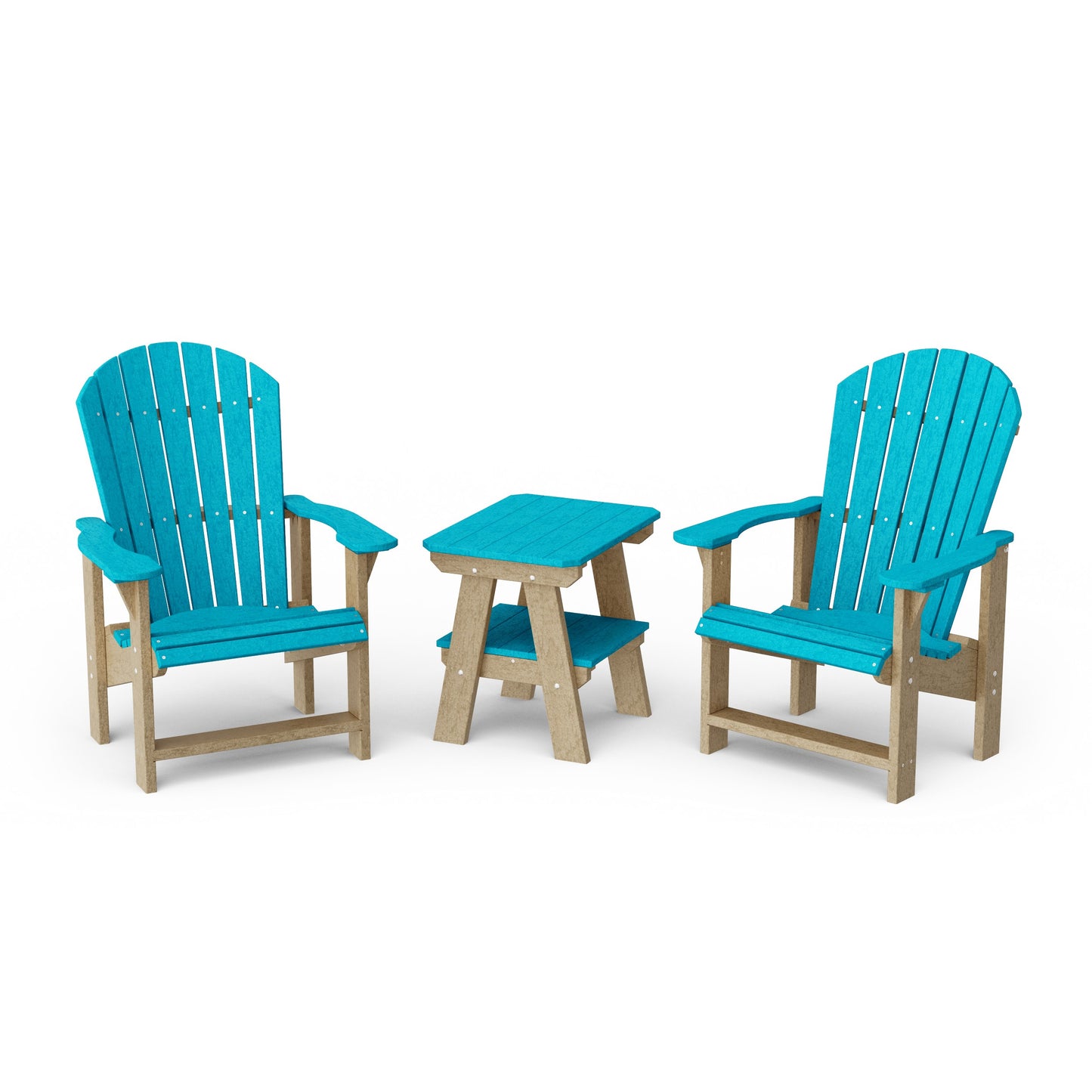 Heritage 3-Piece Upright Adirondack Chair Set with 22" Side Table