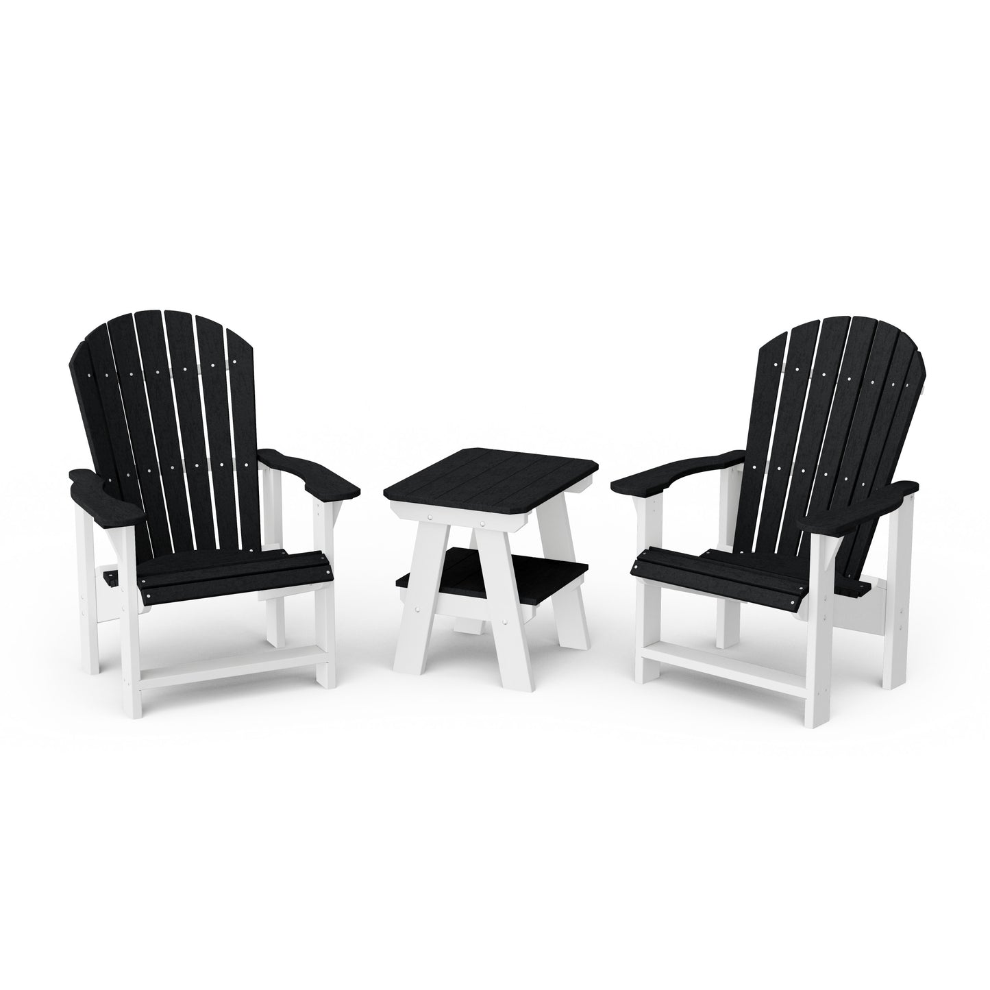 Heritage 3-Piece Upright Adirondack Chair Set with 22" Side Table