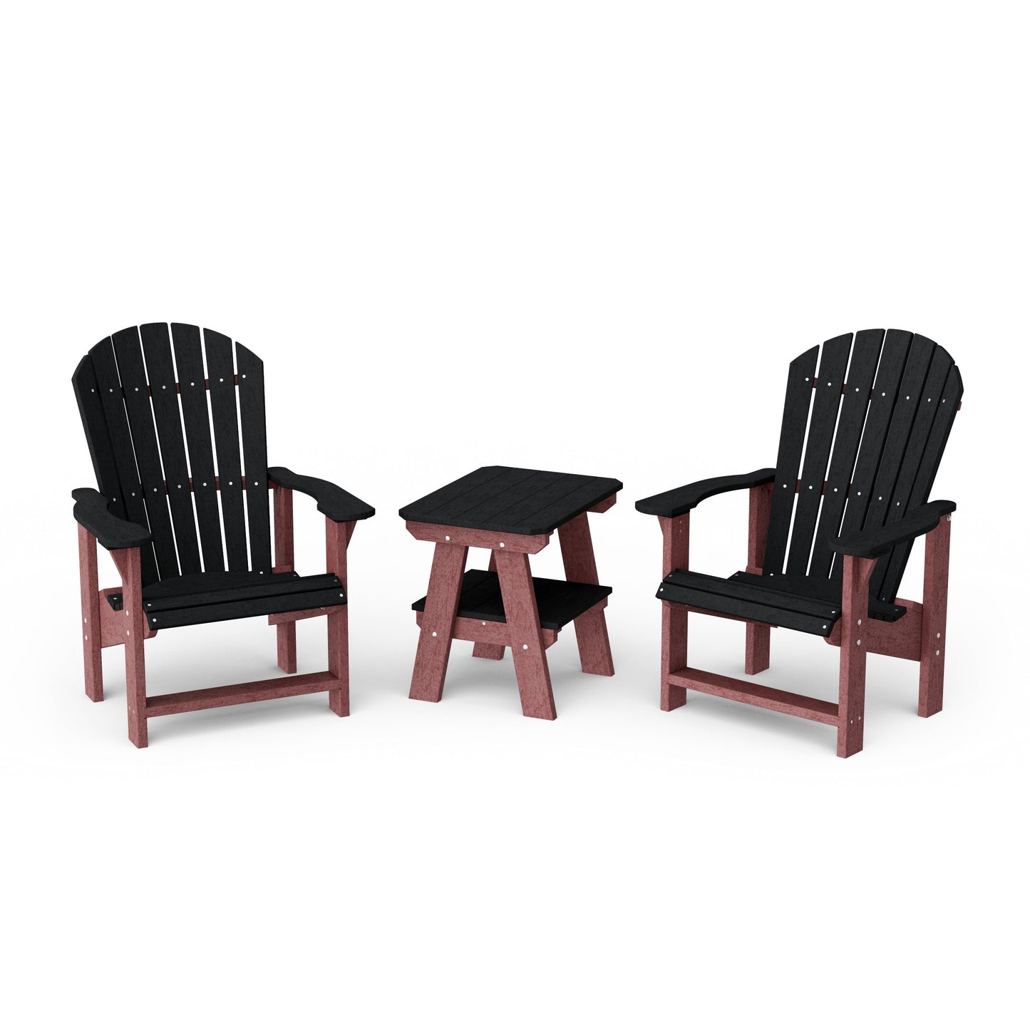 Heritage 3-Piece Upright Adirondack Chair Set with 22" Side Table