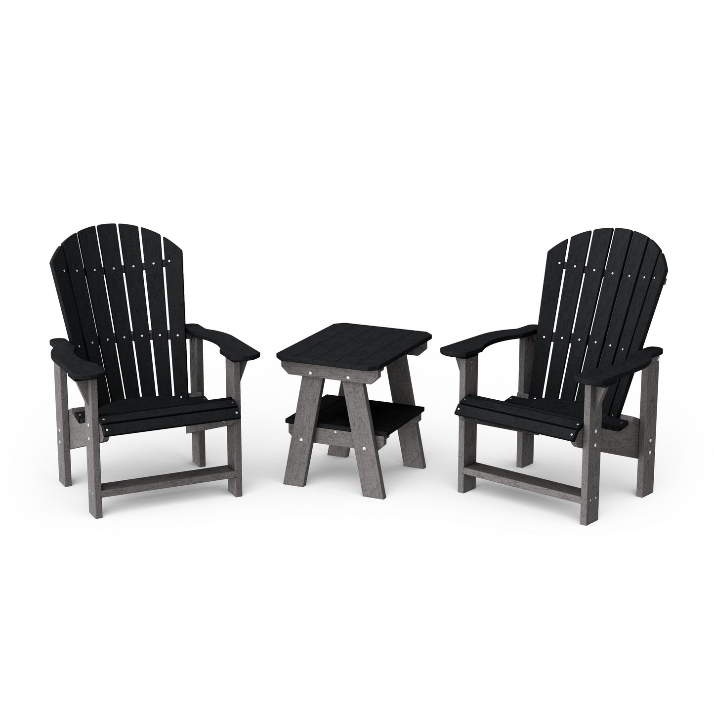 Heritage 3-Piece Upright Adirondack Chair Set with 22" Side Table