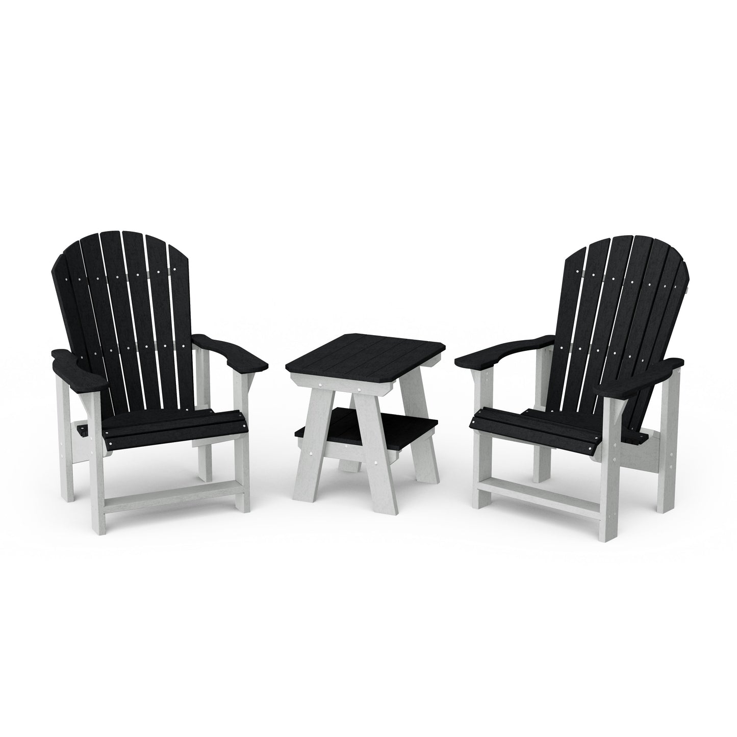 Heritage 3-Piece Upright Adirondack Chair Set with 22" Side Table