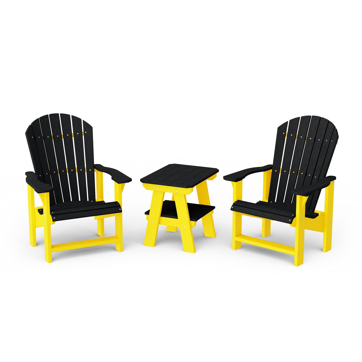 Heritage 3-Piece Upright Adirondack Chair Set with 22" Side Table