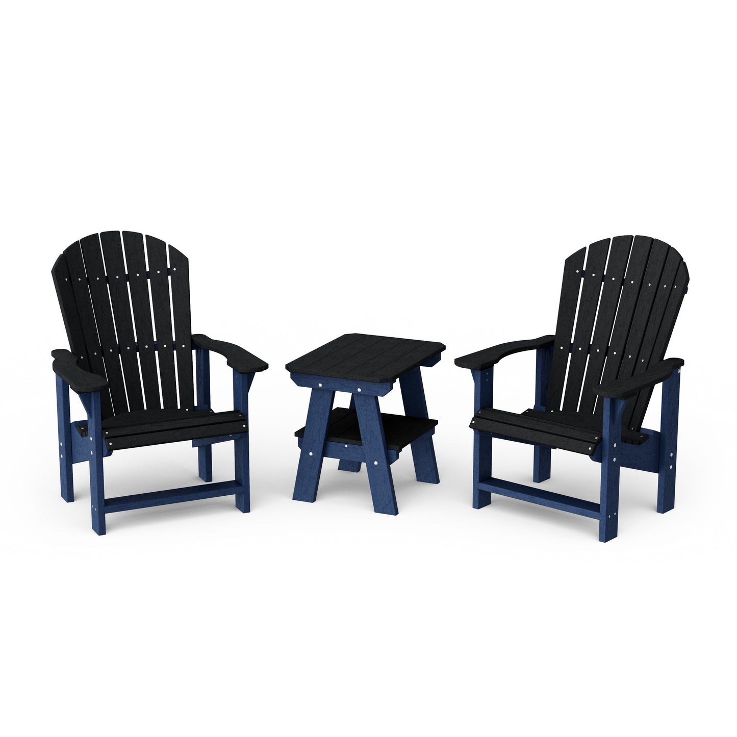 Heritage 3-Piece Upright Adirondack Chair Set with 22" Side Table