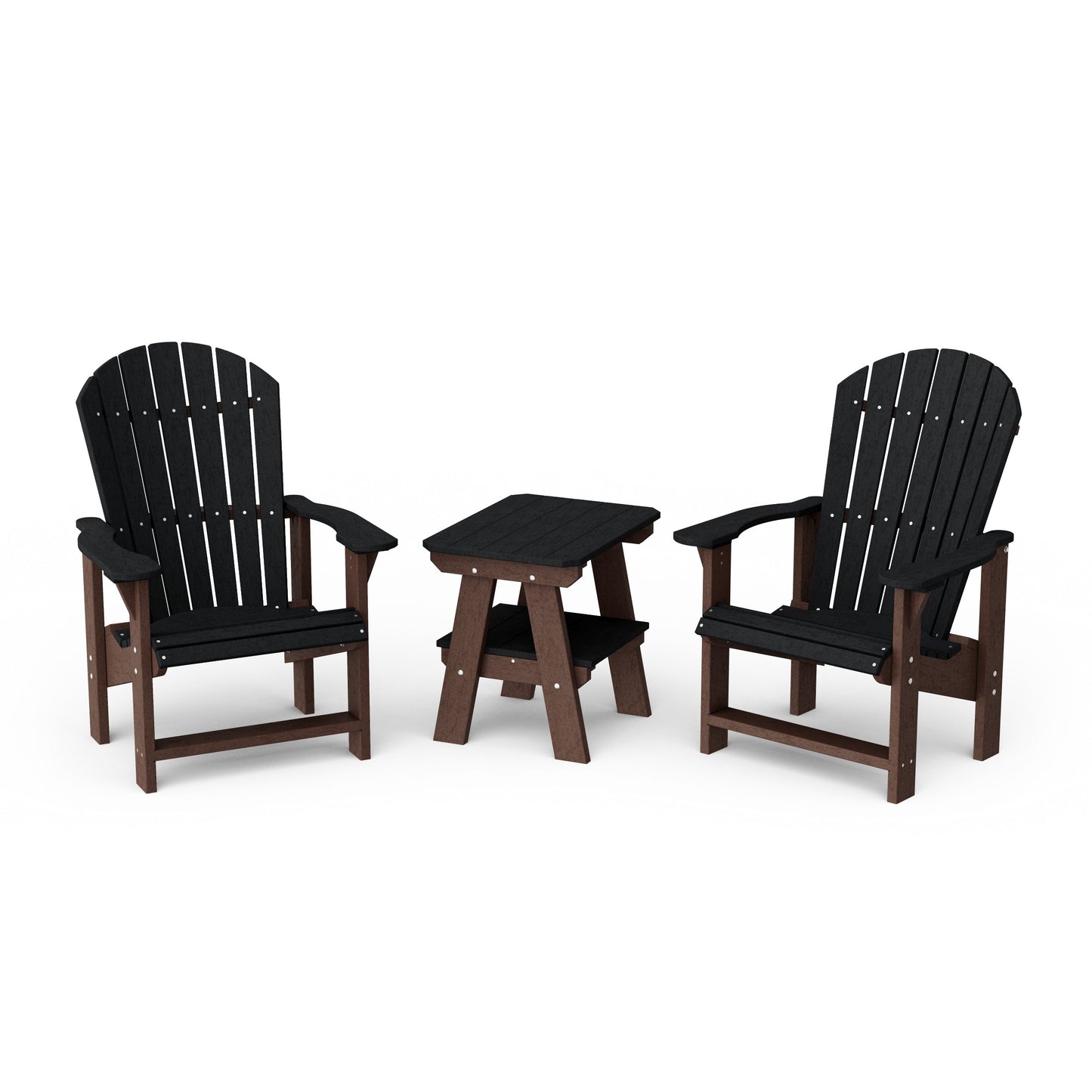 Heritage 3-Piece Upright Adirondack Chair Set with 22" Side Table