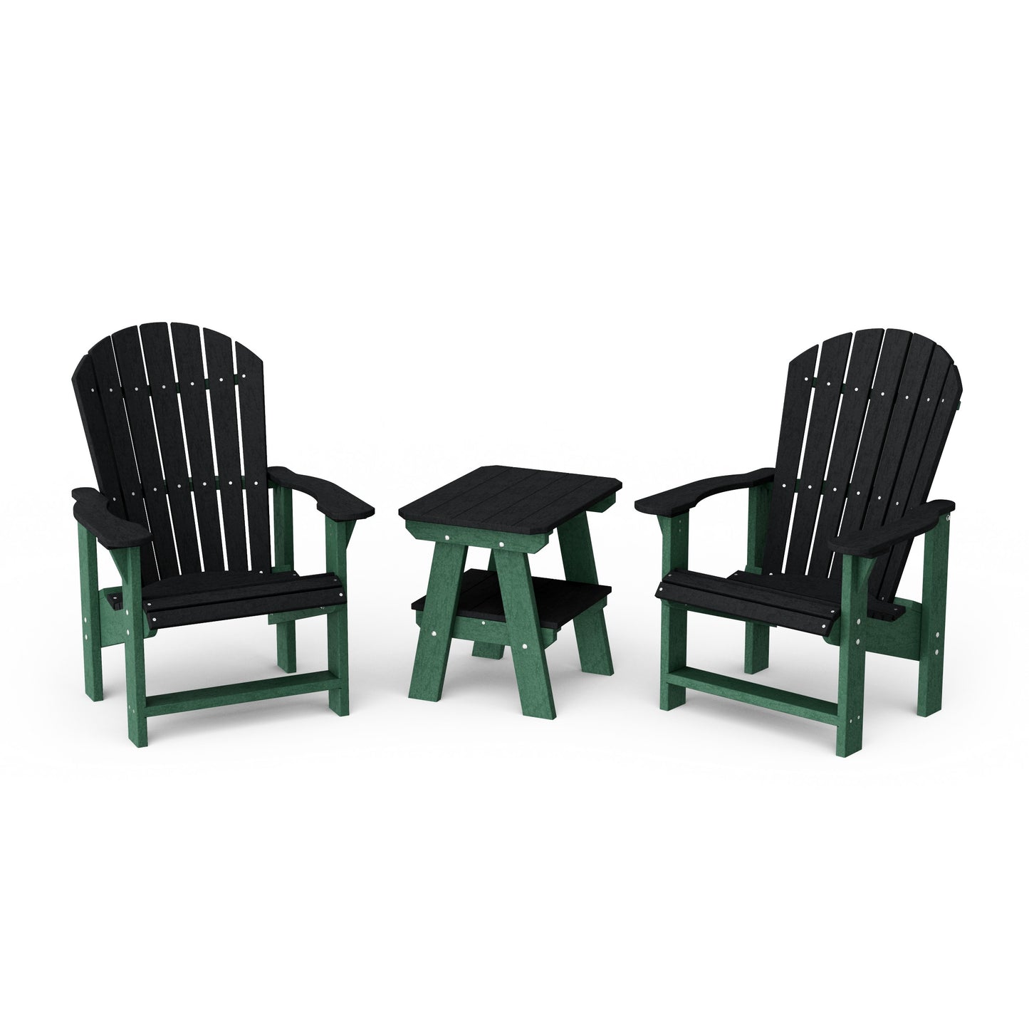 Heritage 3-Piece Upright Adirondack Chair Set with 22" Side Table