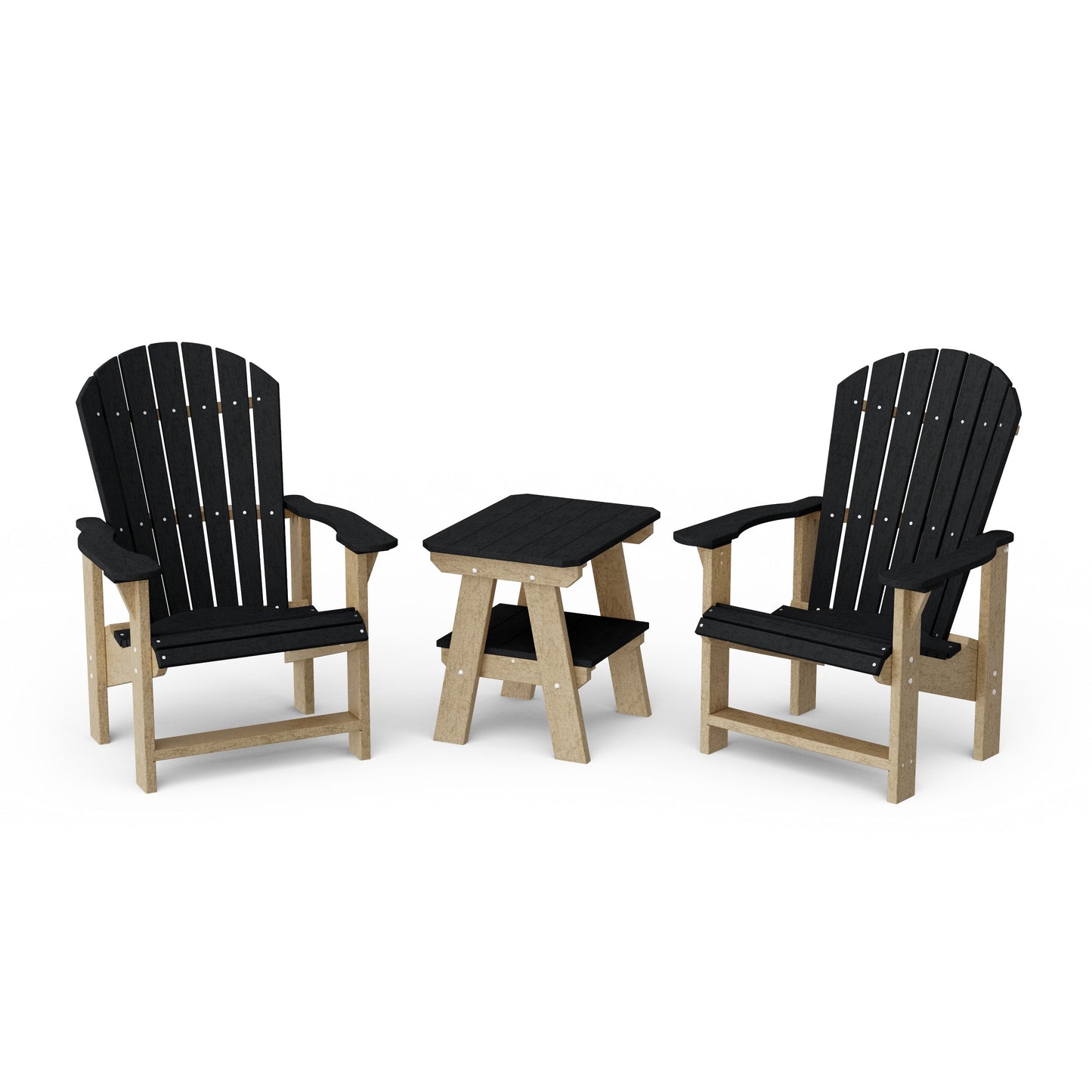 Heritage 3-Piece Upright Adirondack Chair Set with 22" Side Table