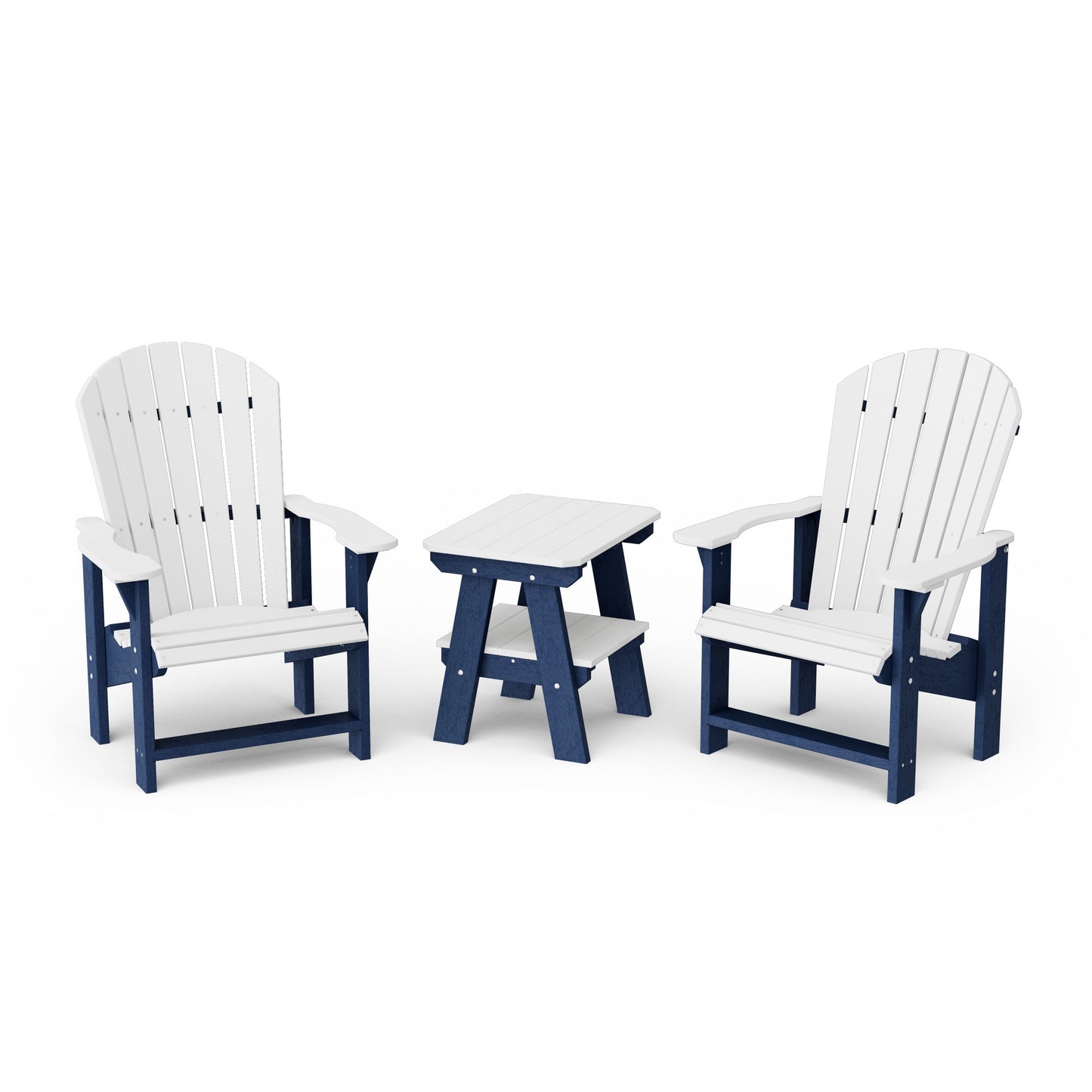 Heritage 3-Piece Upright Adirondack Chair Set with 22" Side Table