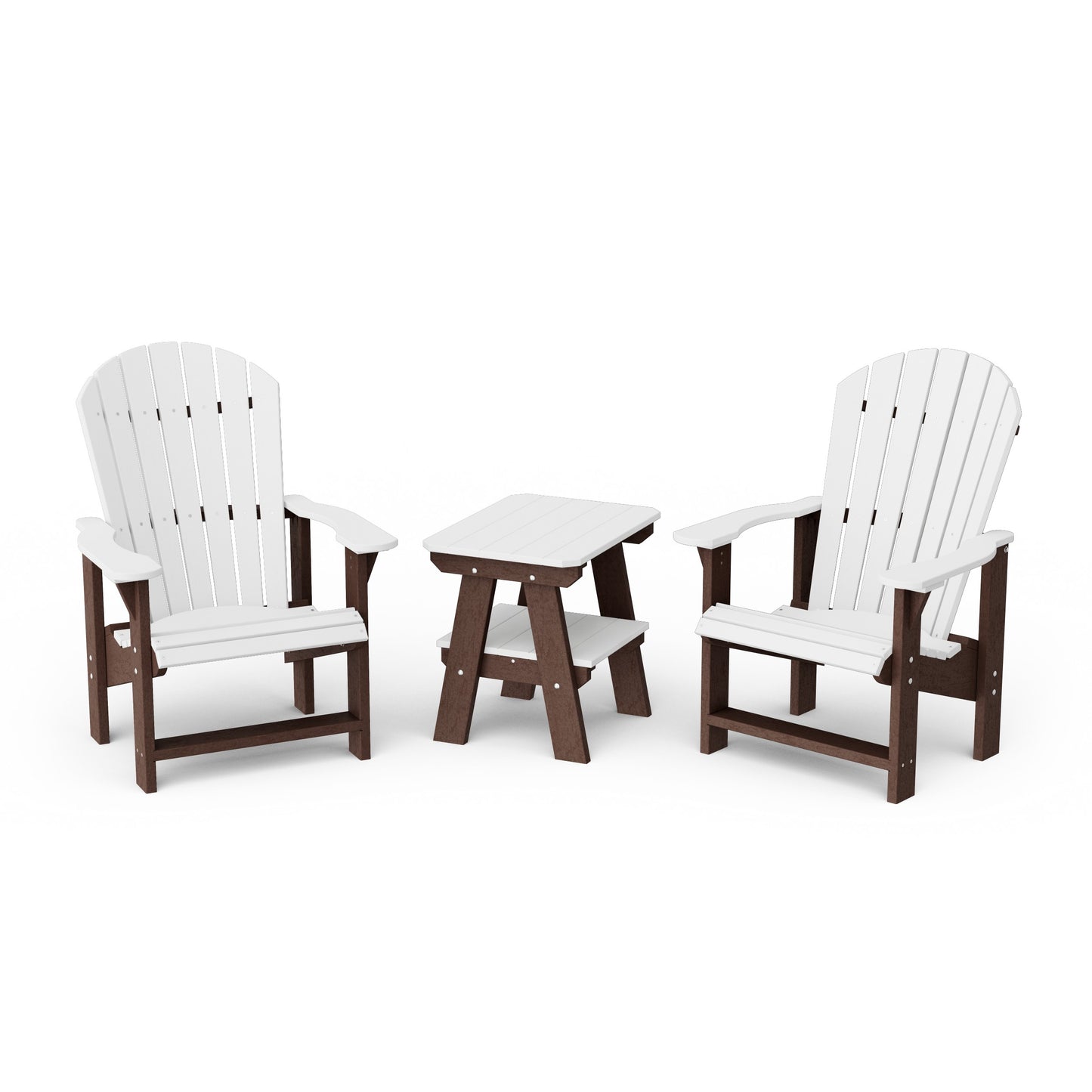 Heritage 3-Piece Upright Adirondack Chair Set with 22" Side Table