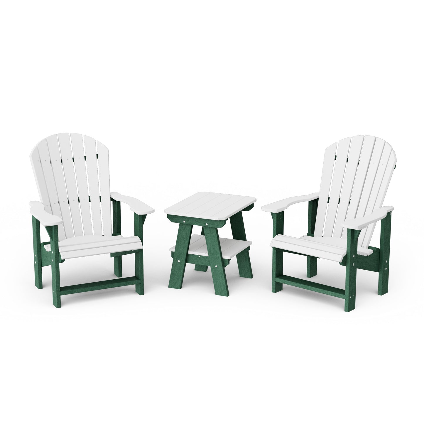 Heritage 3-Piece Upright Adirondack Chair Set with 22" Side Table