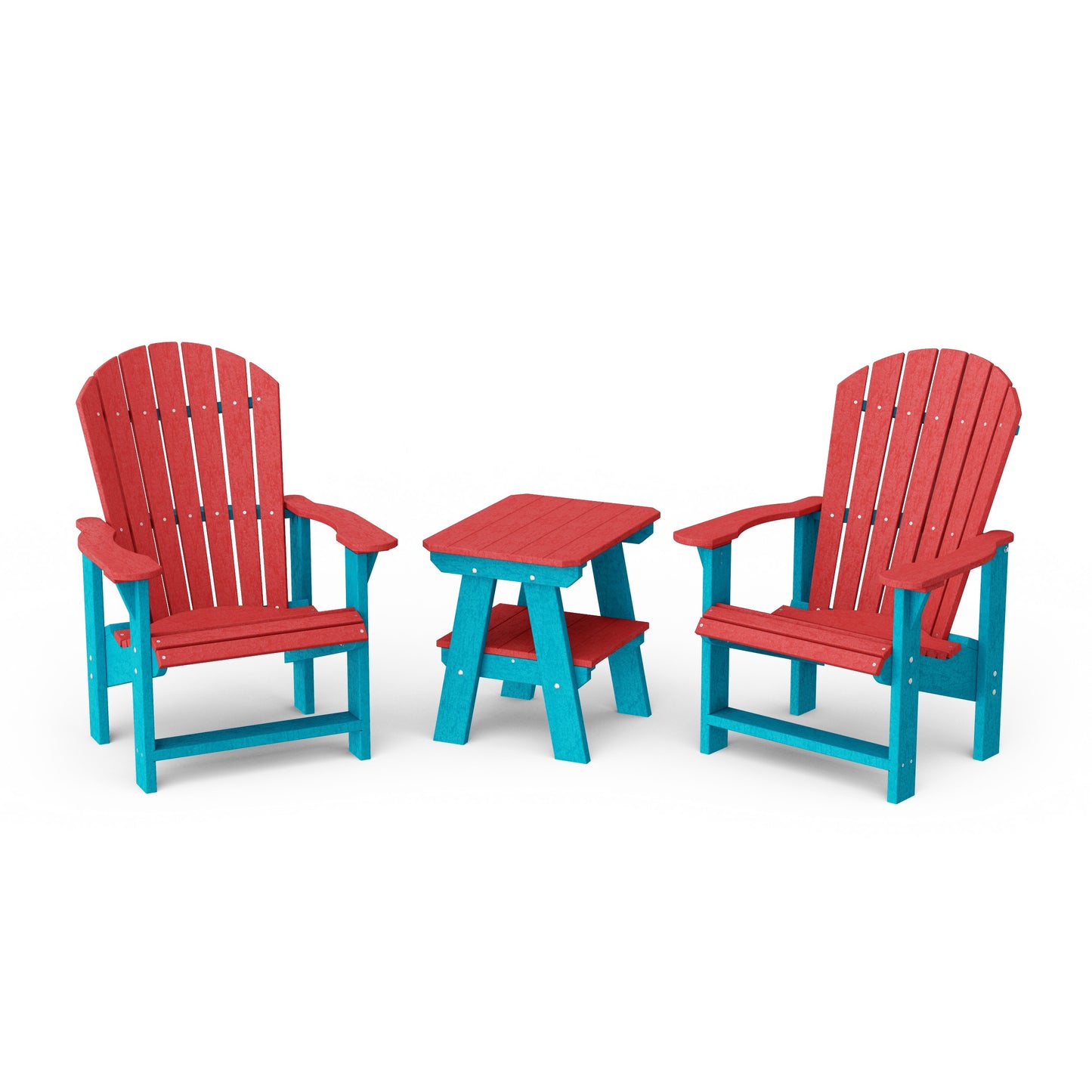 Heritage 3-Piece Upright Adirondack Chair Set with 22" Side Table