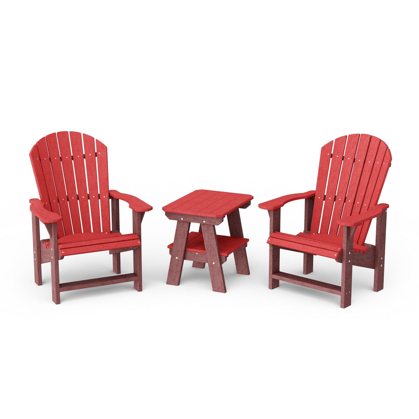 Heritage 3-Piece Upright Adirondack Chair Set with 22" Side Table