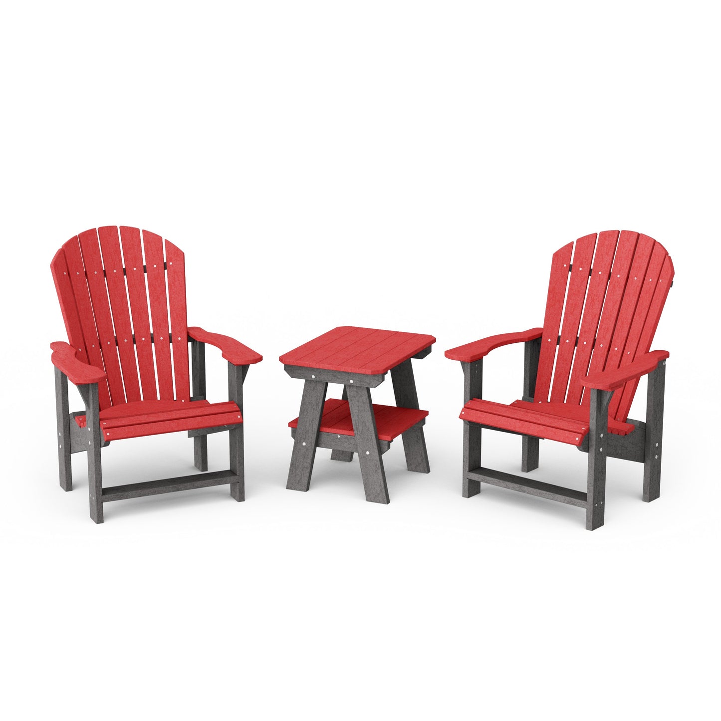 Heritage 3-Piece Upright Adirondack Chair Set with 22" Side Table