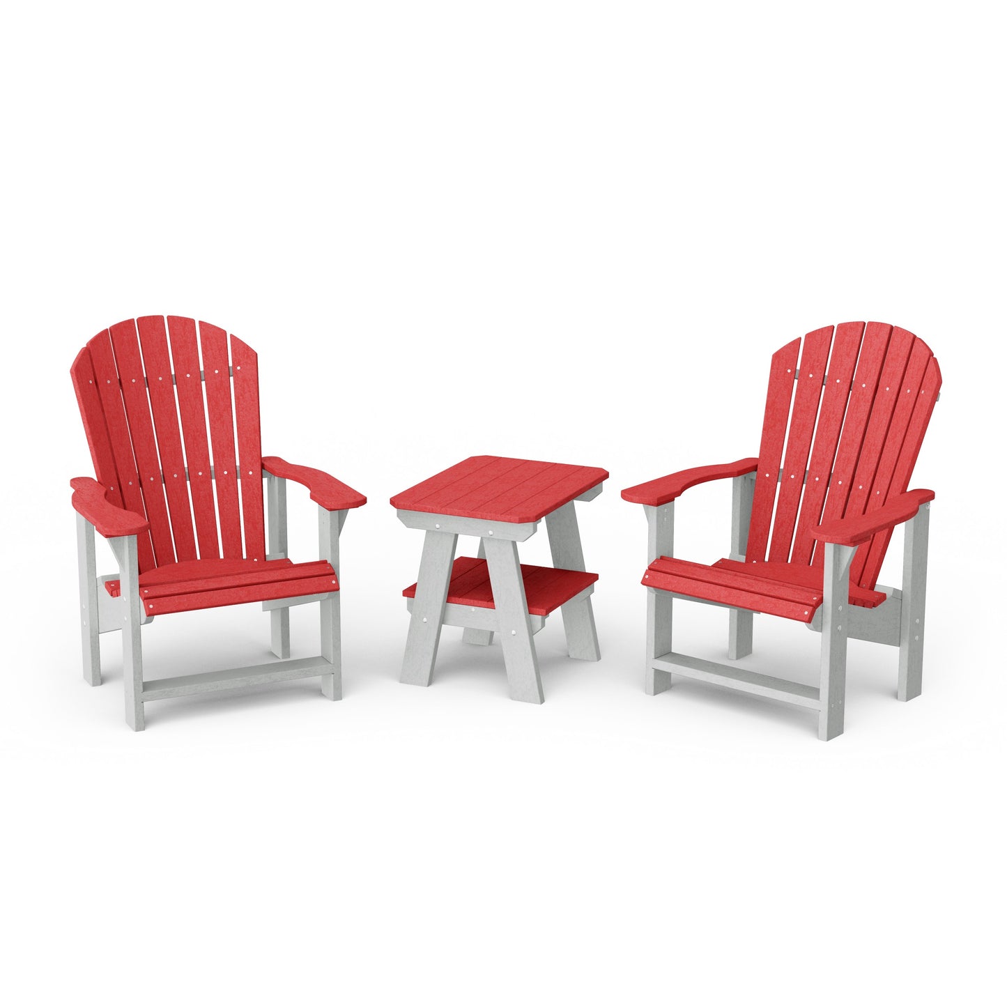 Heritage 3-Piece Upright Adirondack Chair Set with 22" Side Table