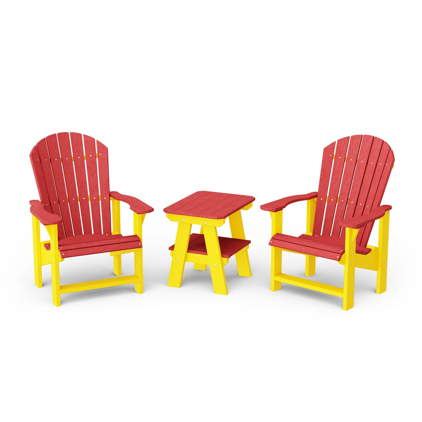 Heritage 3-Piece Upright Adirondack Chair Set with 22" Side Table